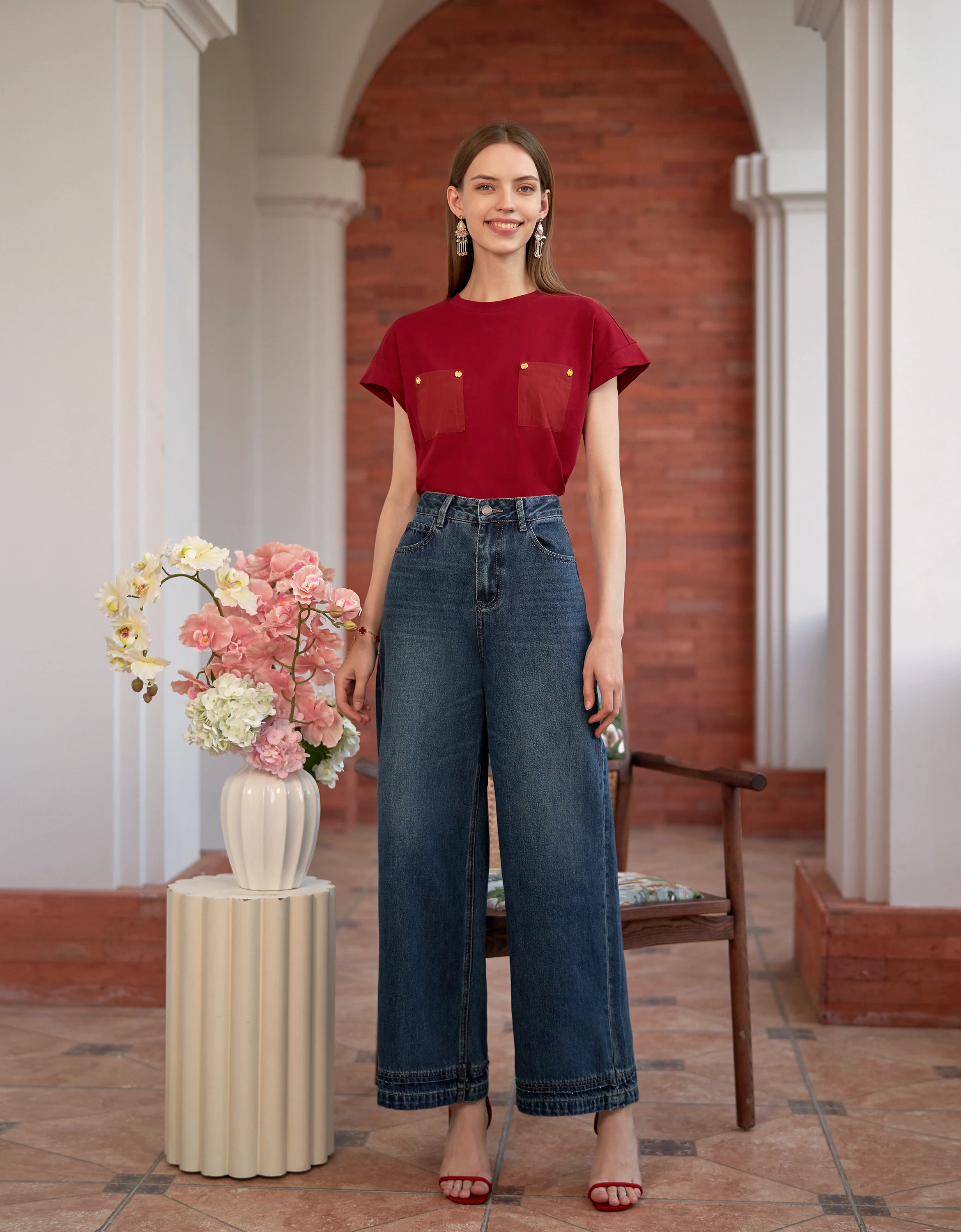 Raw Edge Trim Wide-leg Jeans - Image 3