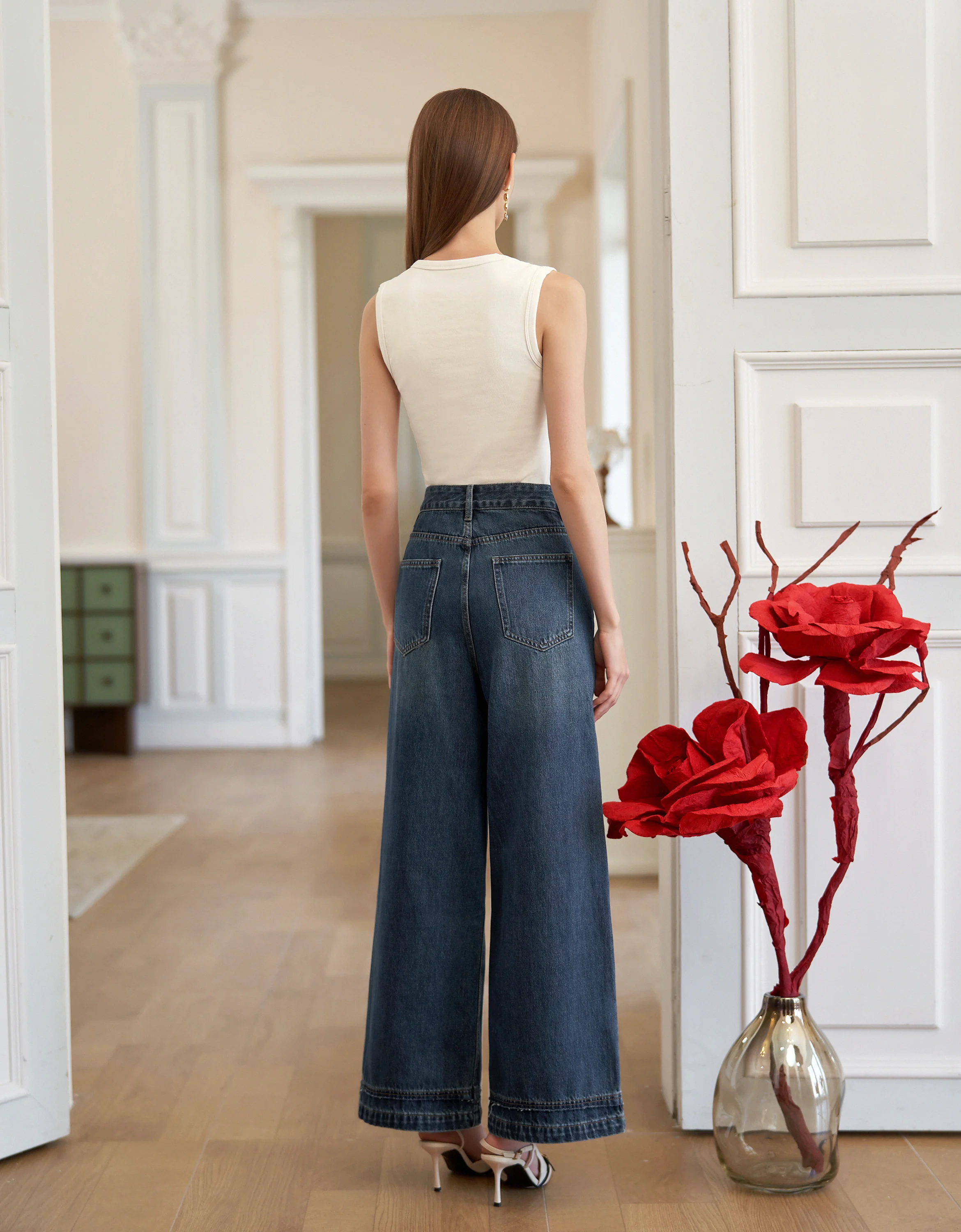 Raw Edge Trim Wide-leg Jeans - Image 4
