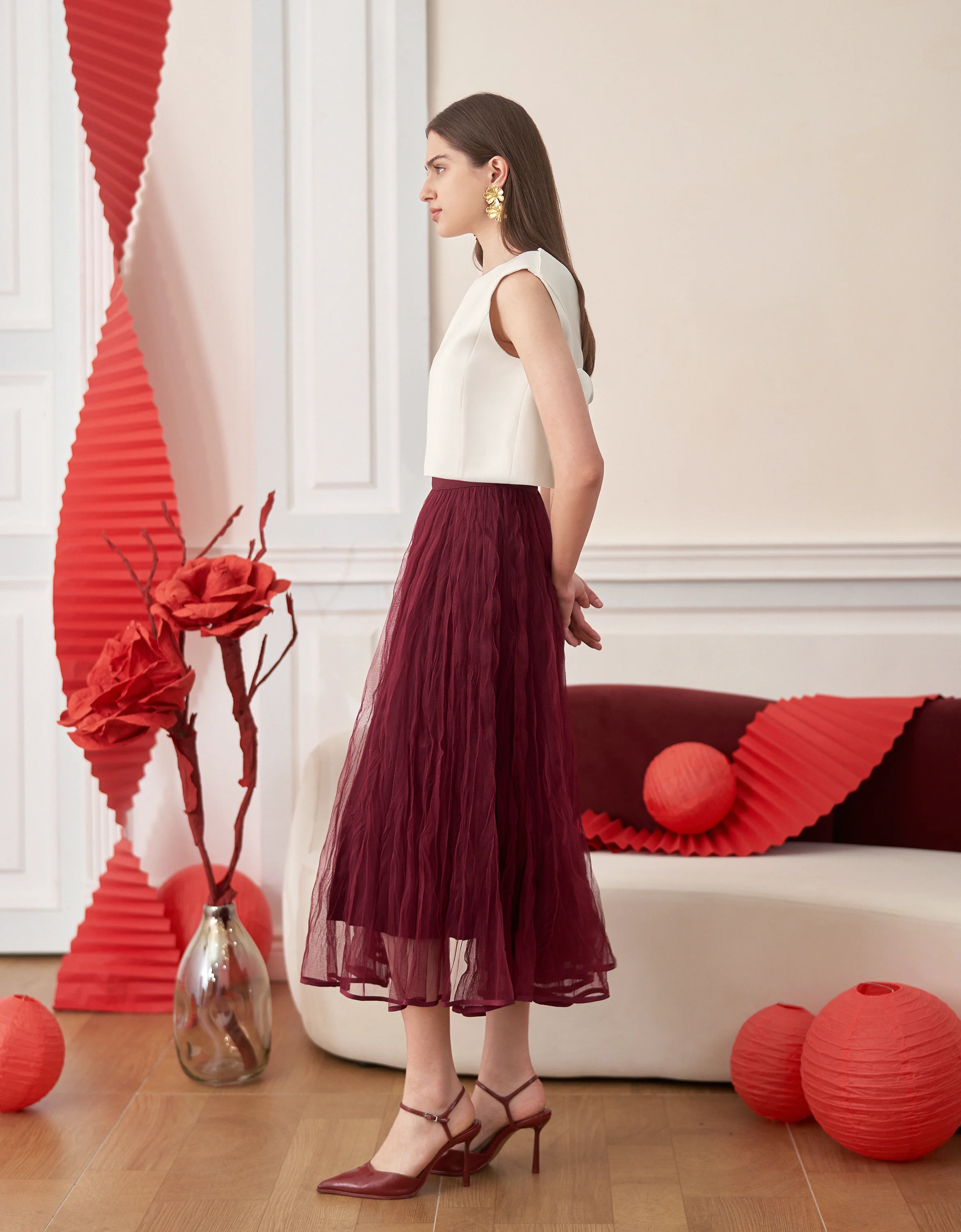 Reversible Pleated Midi Skirt - Image 4