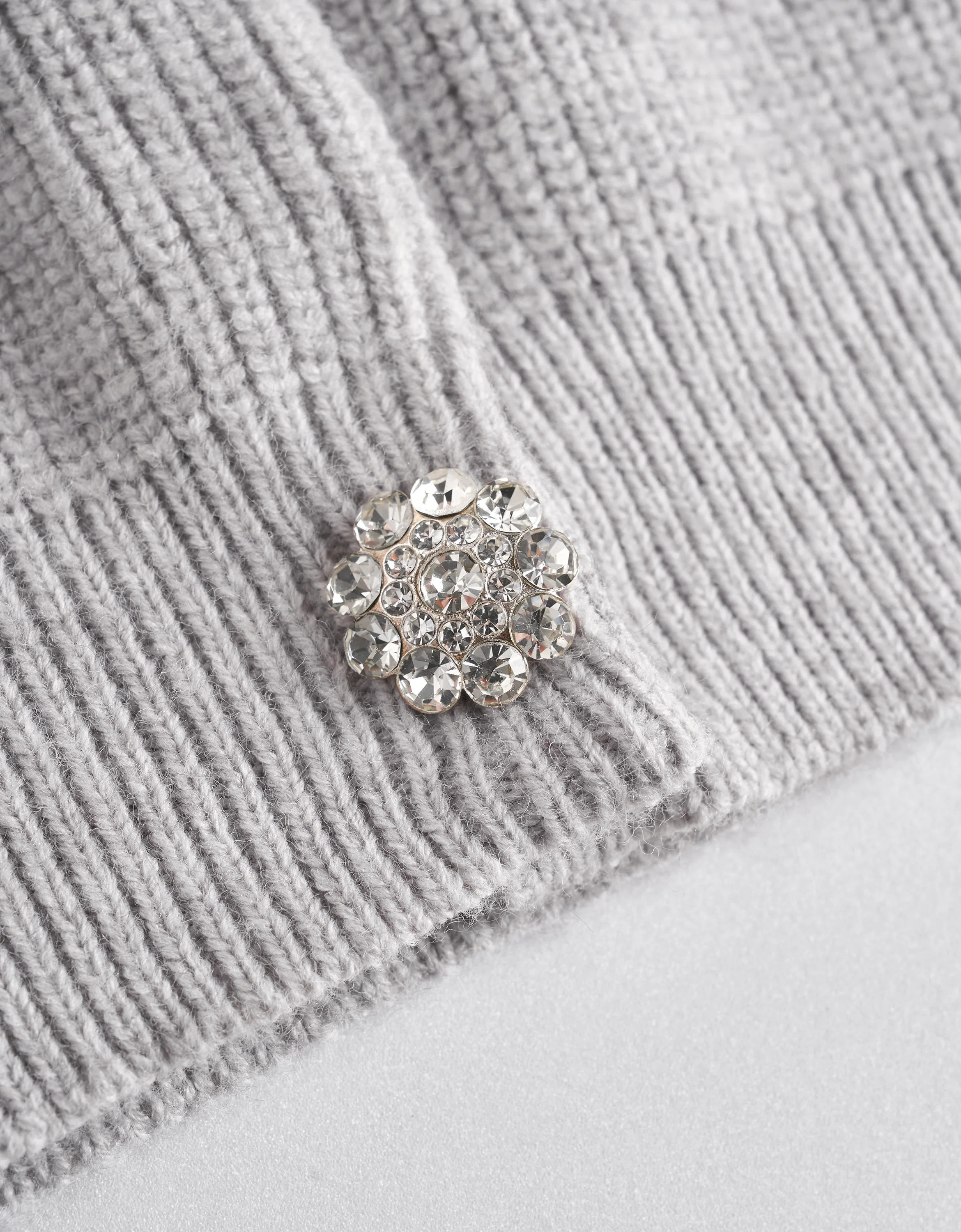 Rhinestone Collar Long Sleeve Knitted Cardigan - Image 8
