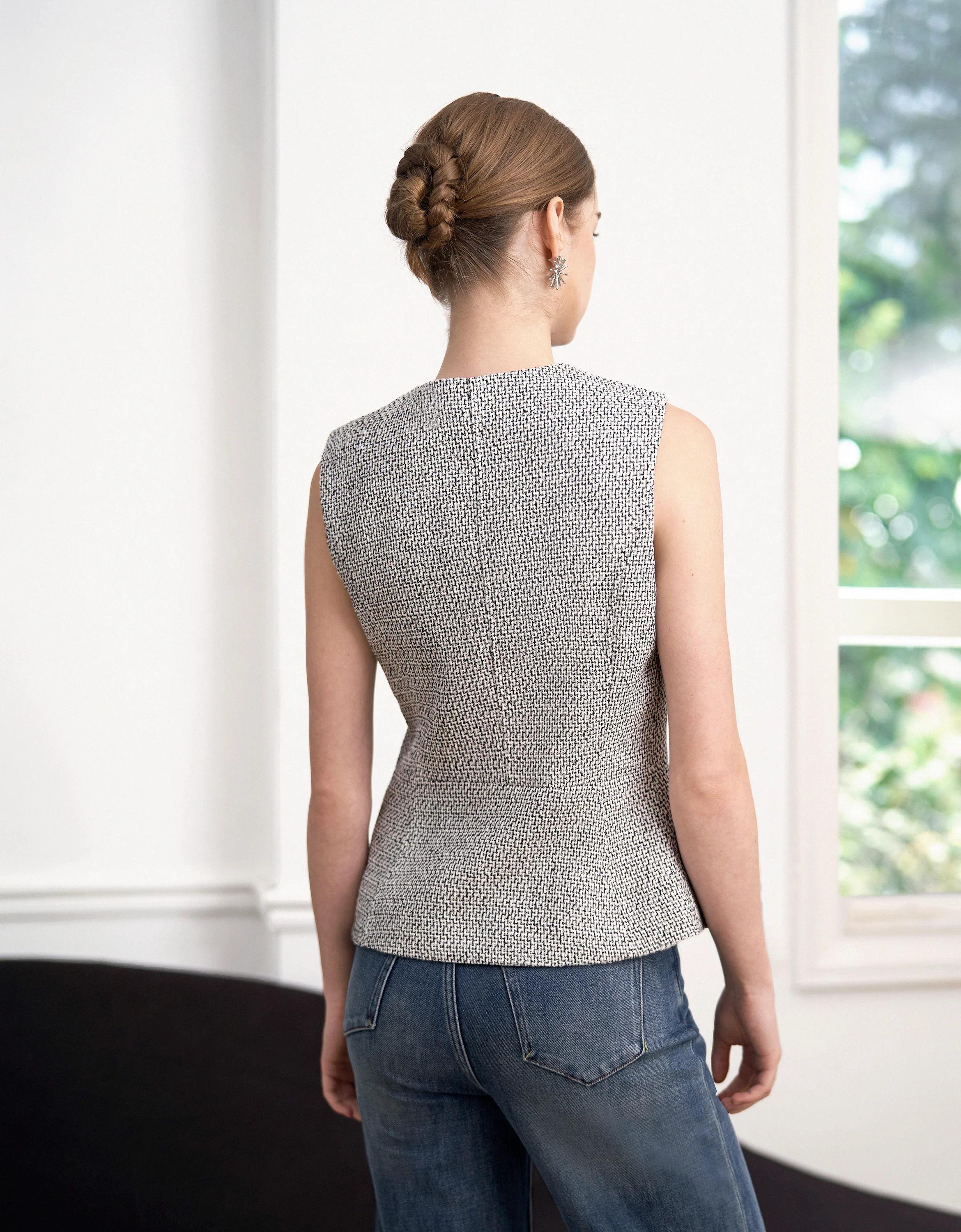 Round Neck Button Front Sleeveless Vest - Image 26
