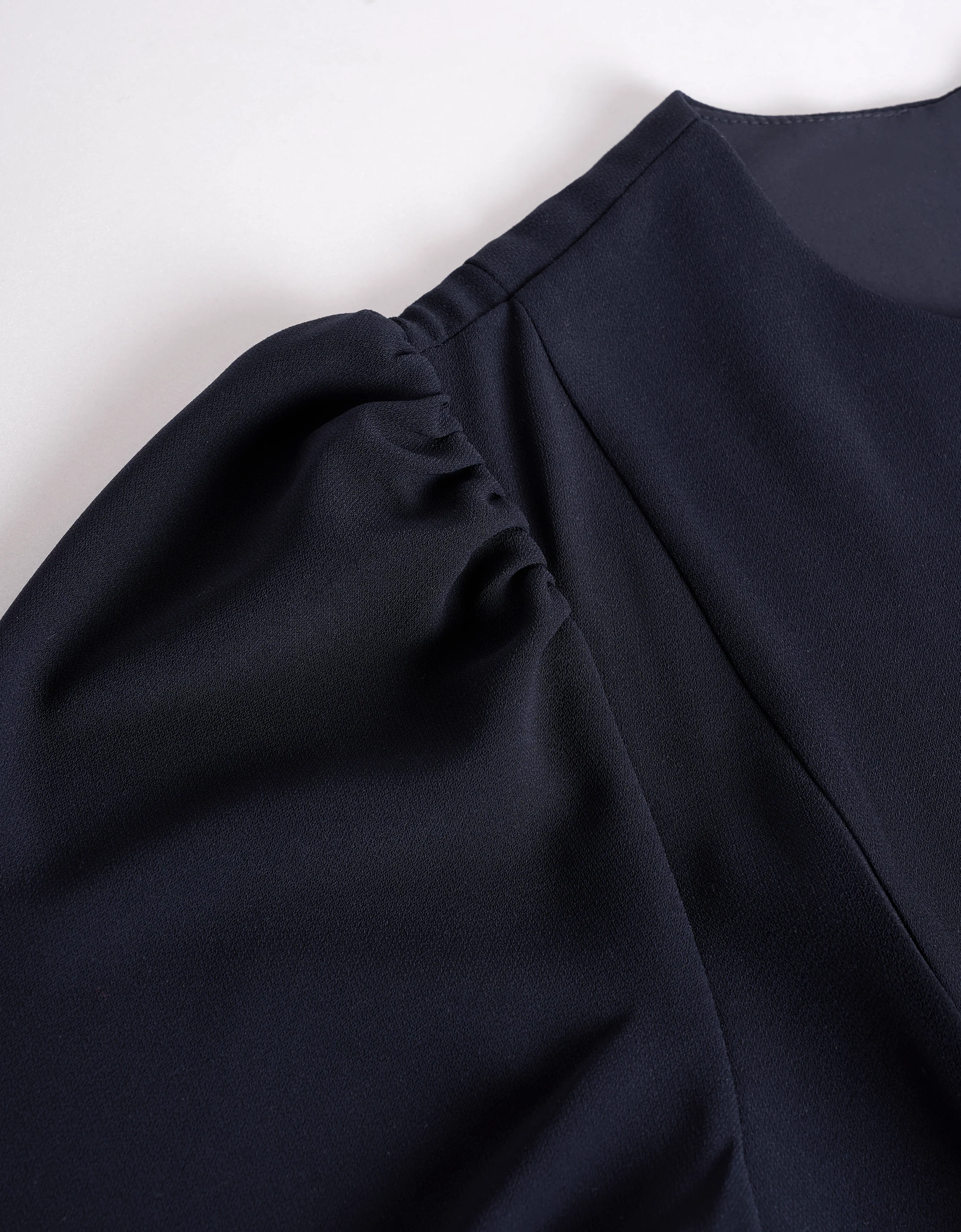 Round Neck Long Puff Sleeve Dress - Image 8