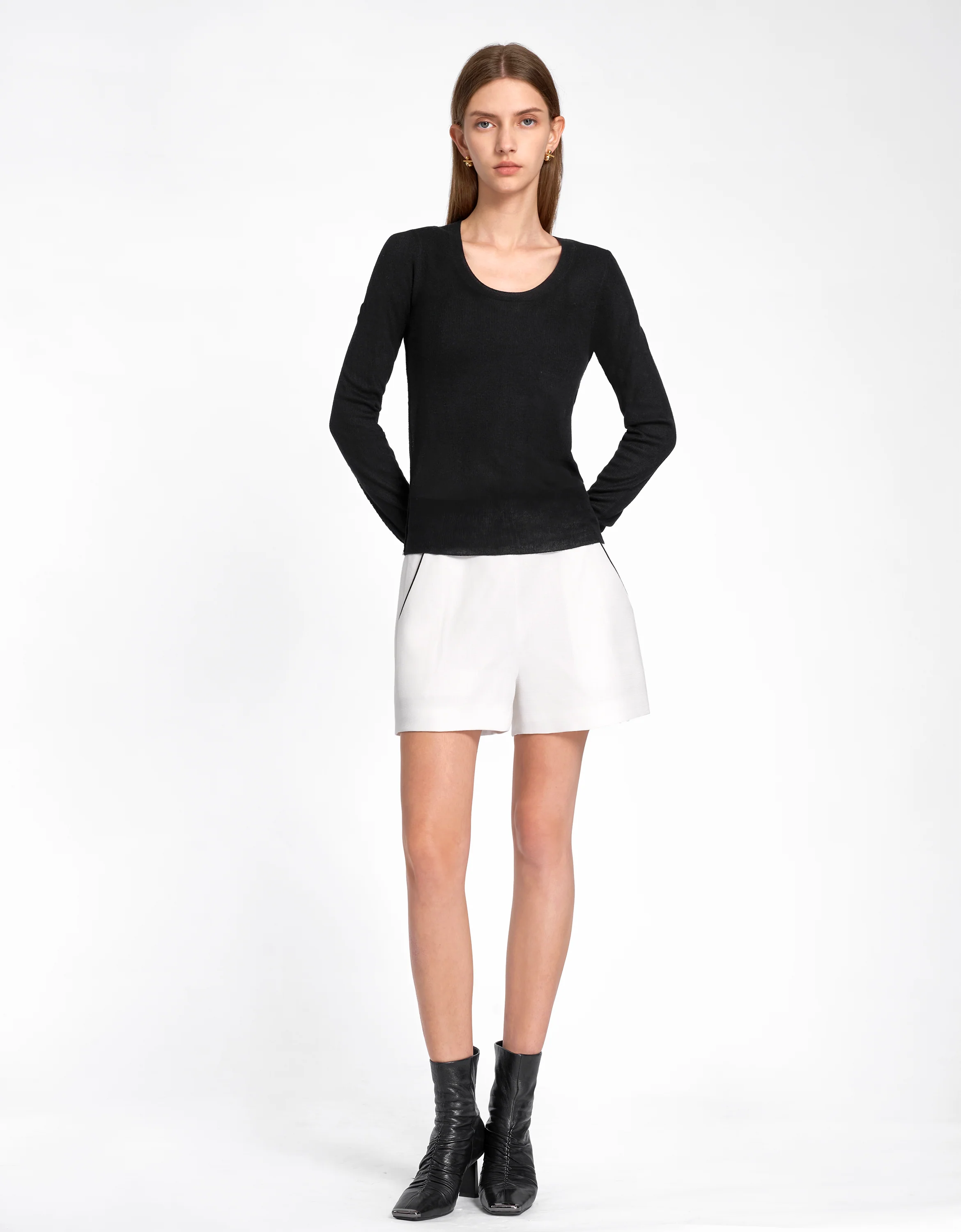 Round Neck Long Sleeve Wool Top - Image 5