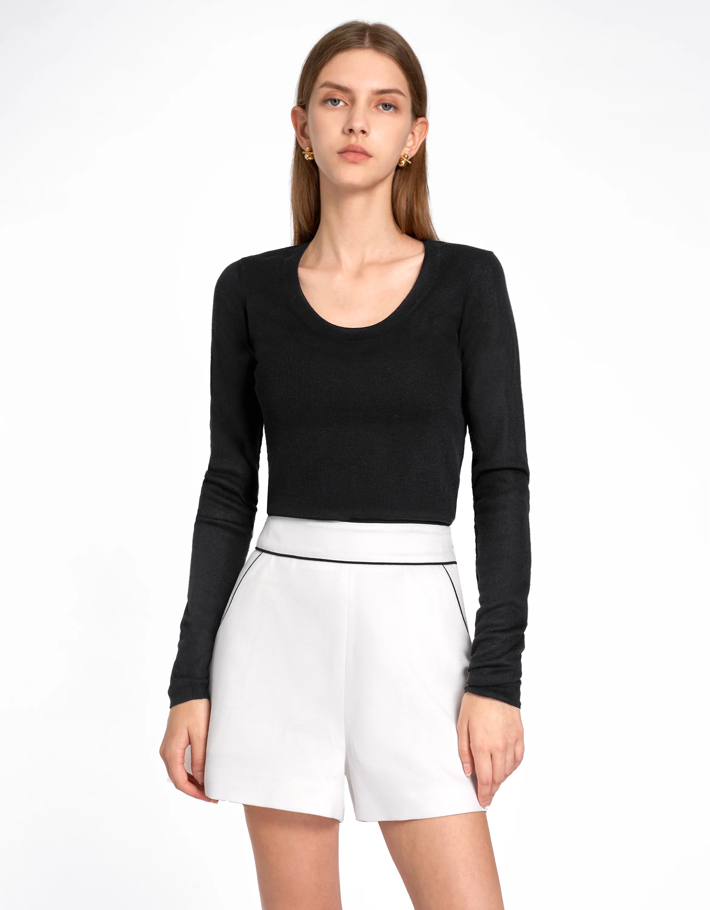 Round Neck Long Sleeve Wool Top - Image 6