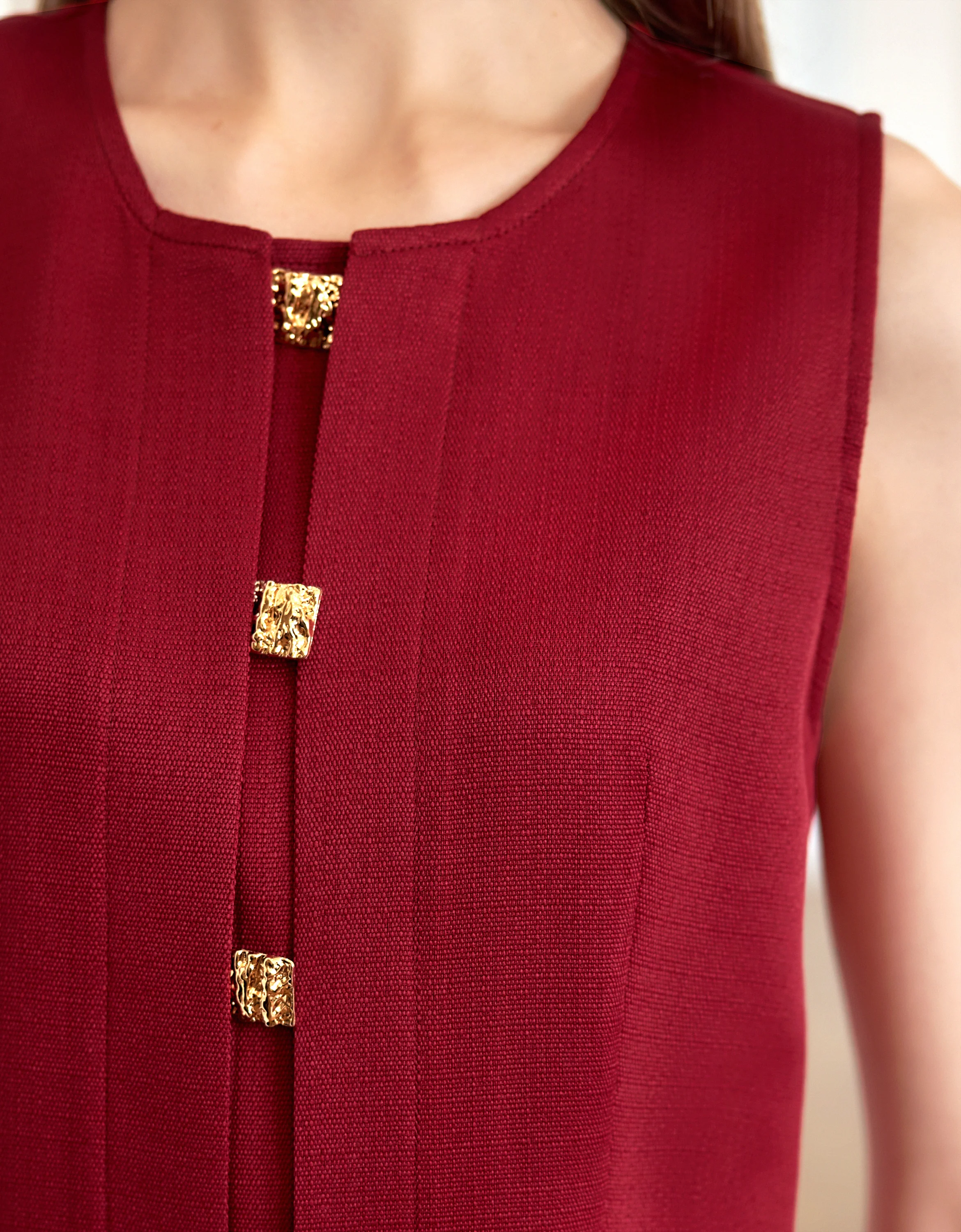 Round Neck Sleeveless Pleated Skirt Romper - Image 4