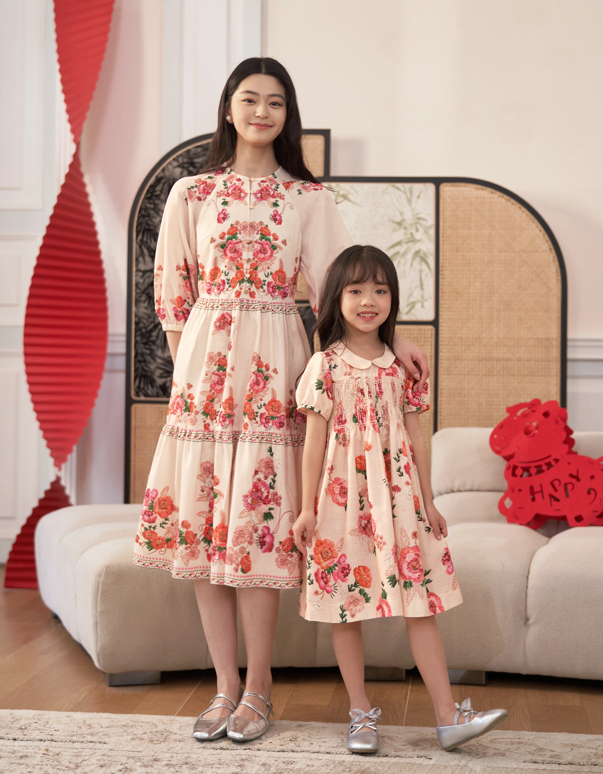 Round Neck Tiered Skirt Floral Print Dress - Image 5