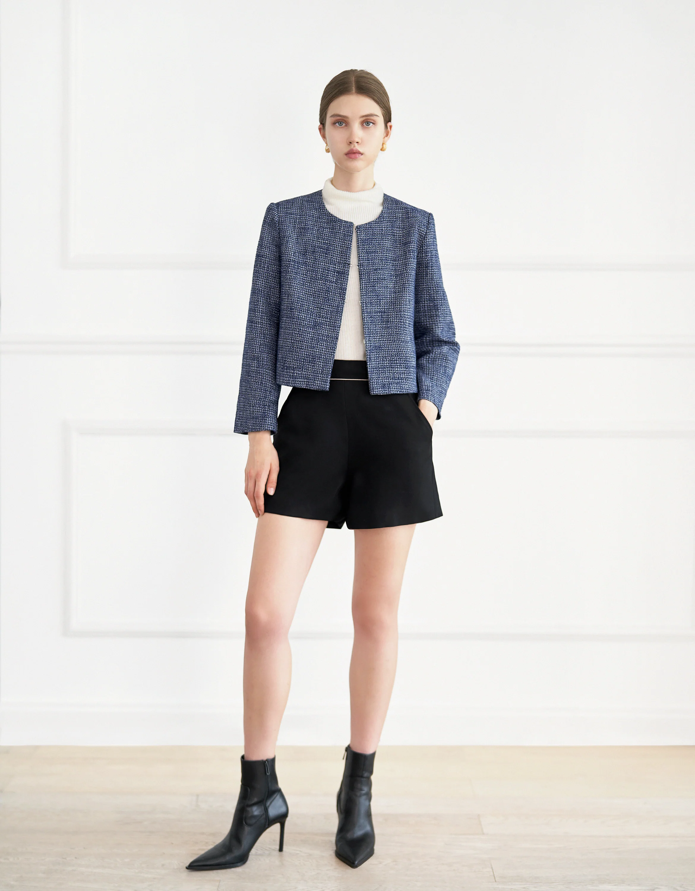 Round Neck Tweed Jacket - Image 4