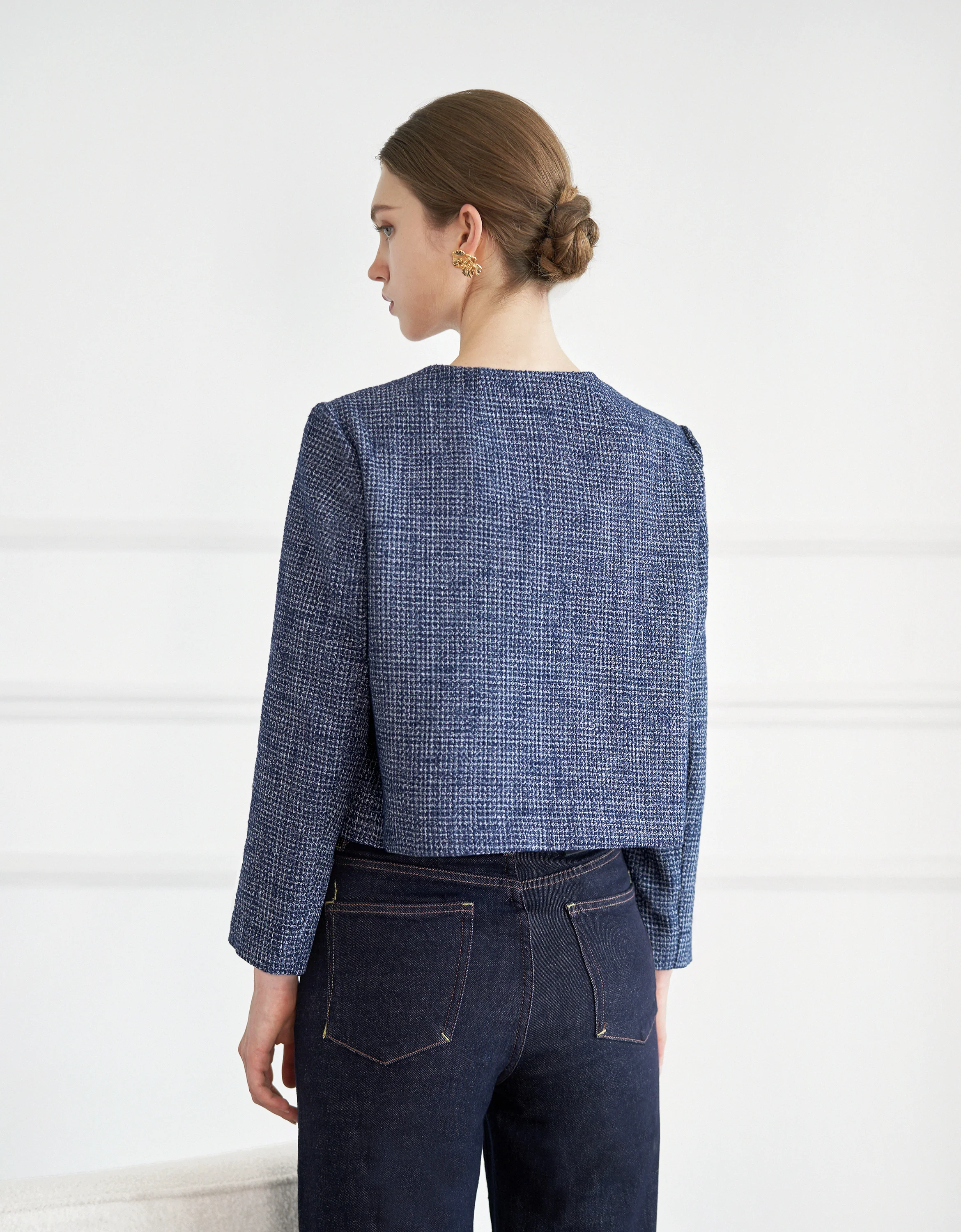 Round Neck Tweed Jacket - Image 7