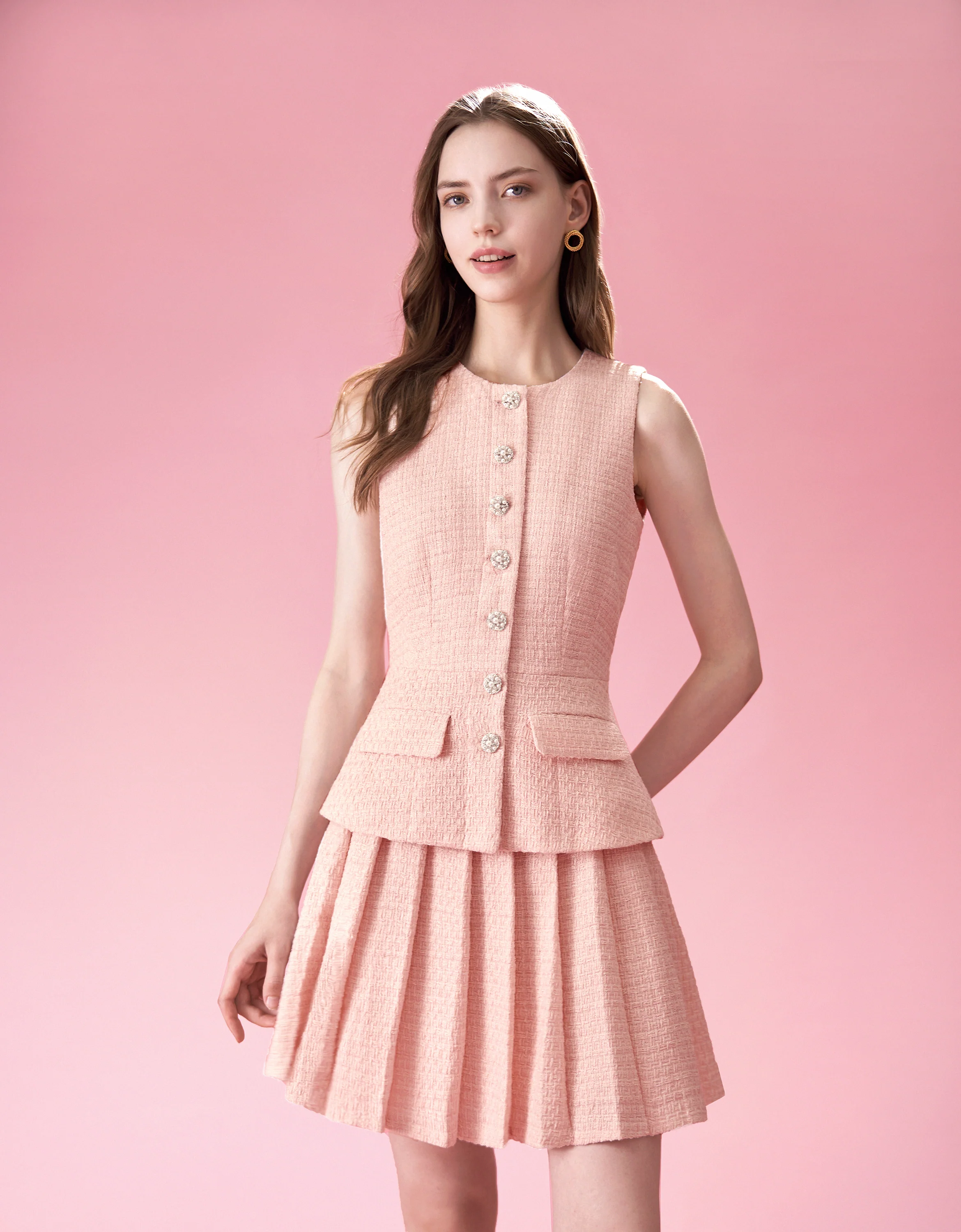 Round Neck Tweed Vest - Image 6
