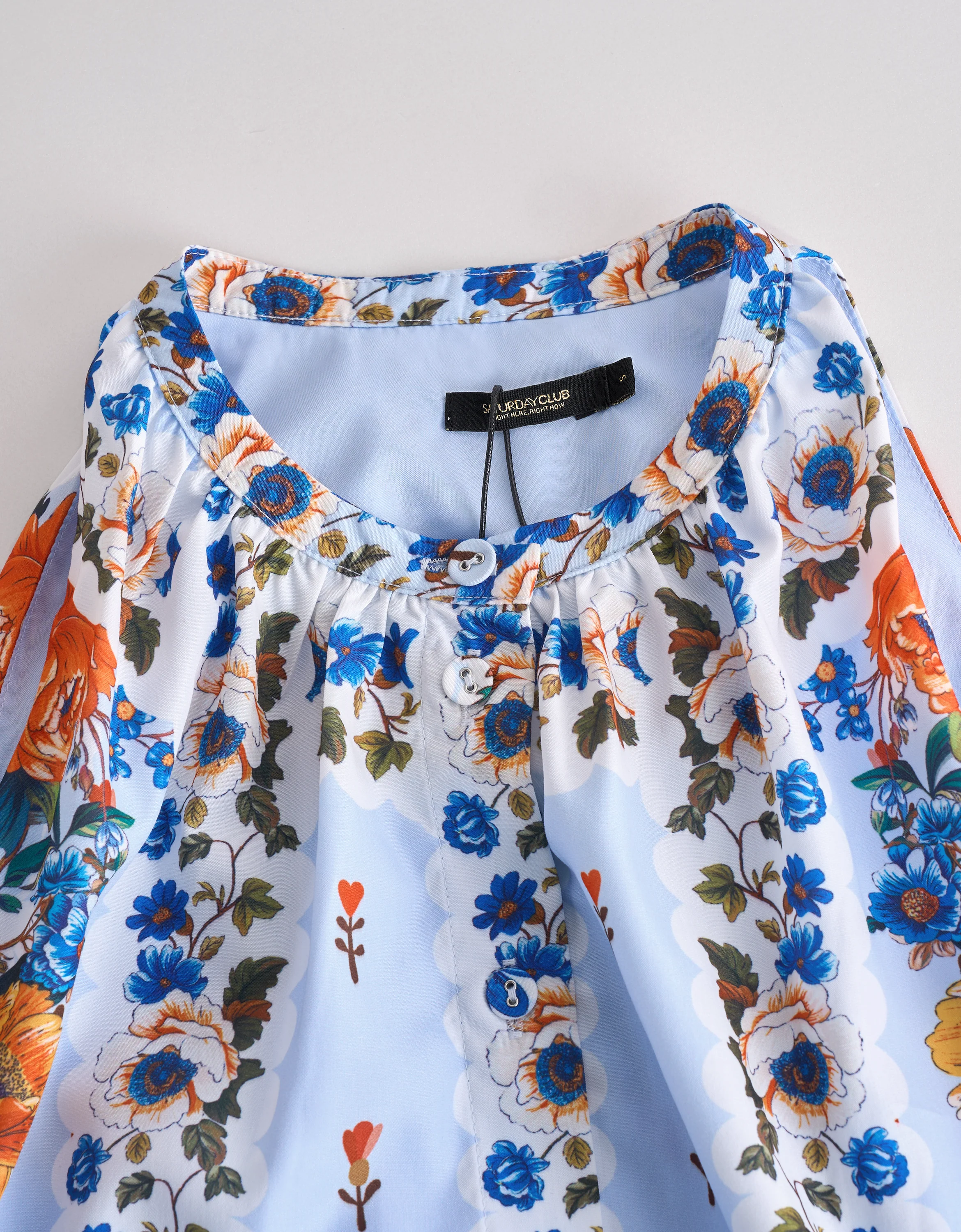 Ruffled Hem Button Front Floral Midi Dress - Image 5