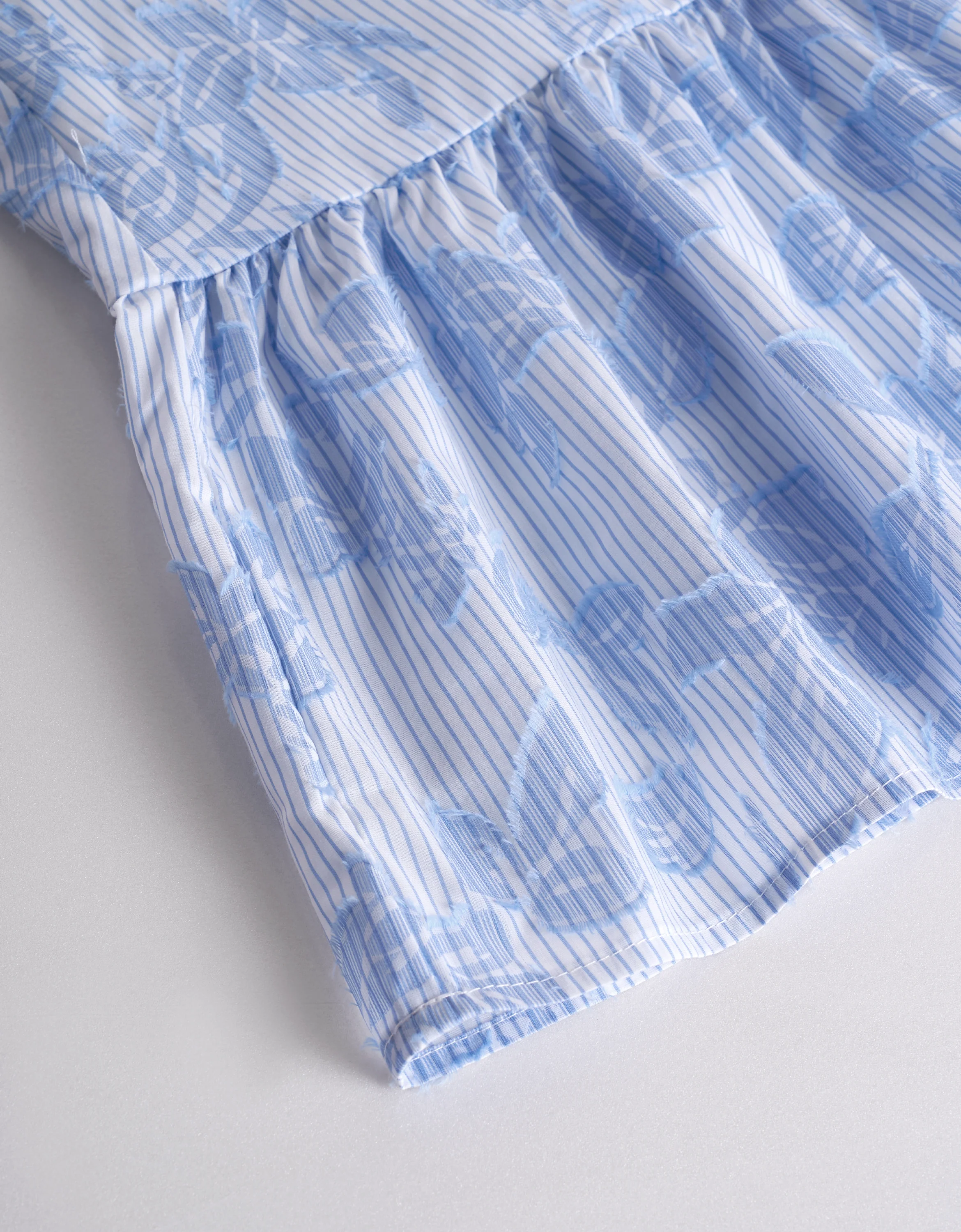 Ruffled Hem Striped Floral Dress - Image 9