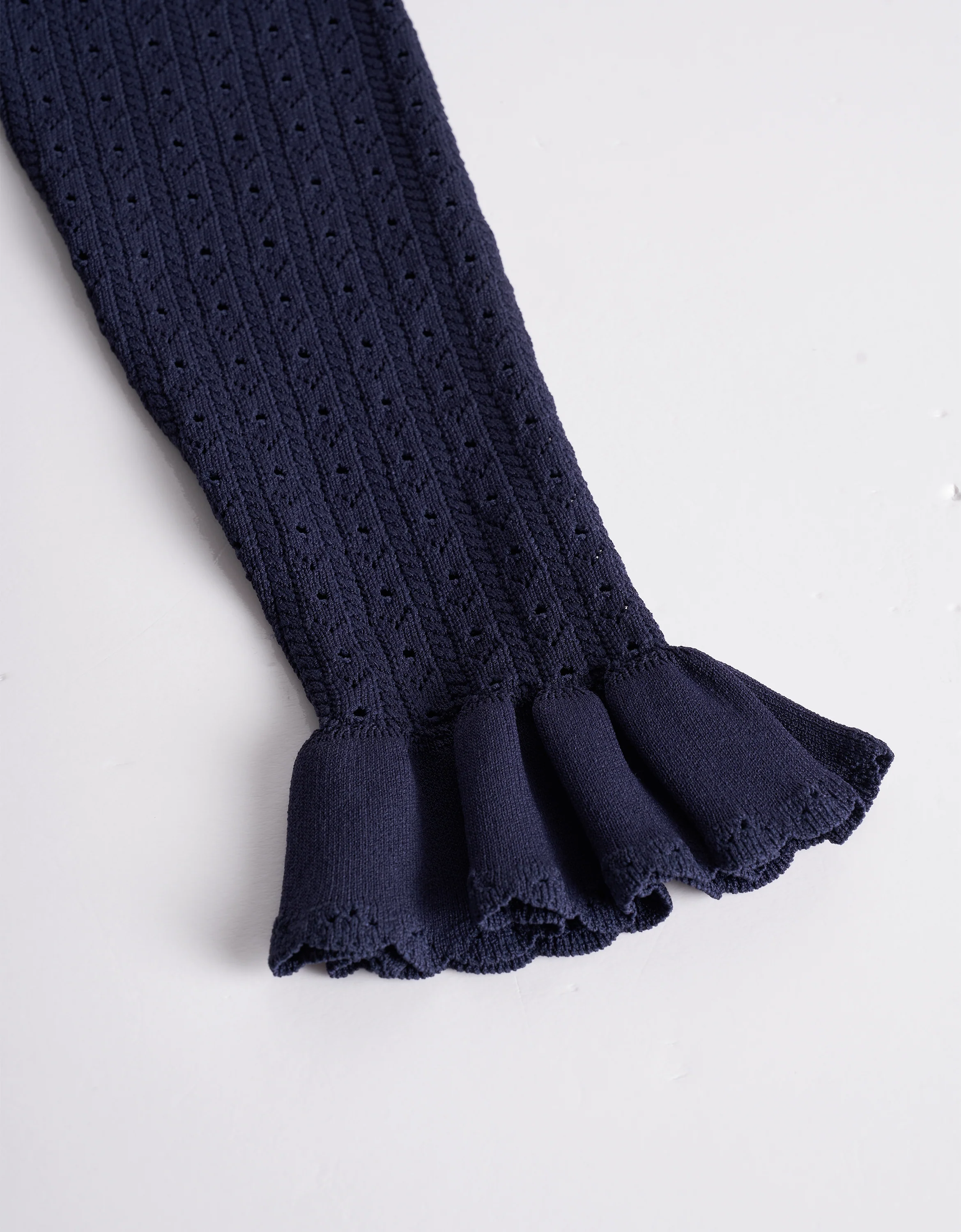 Ruffled Long Sleeve Hollow Knit Dress - Image 6