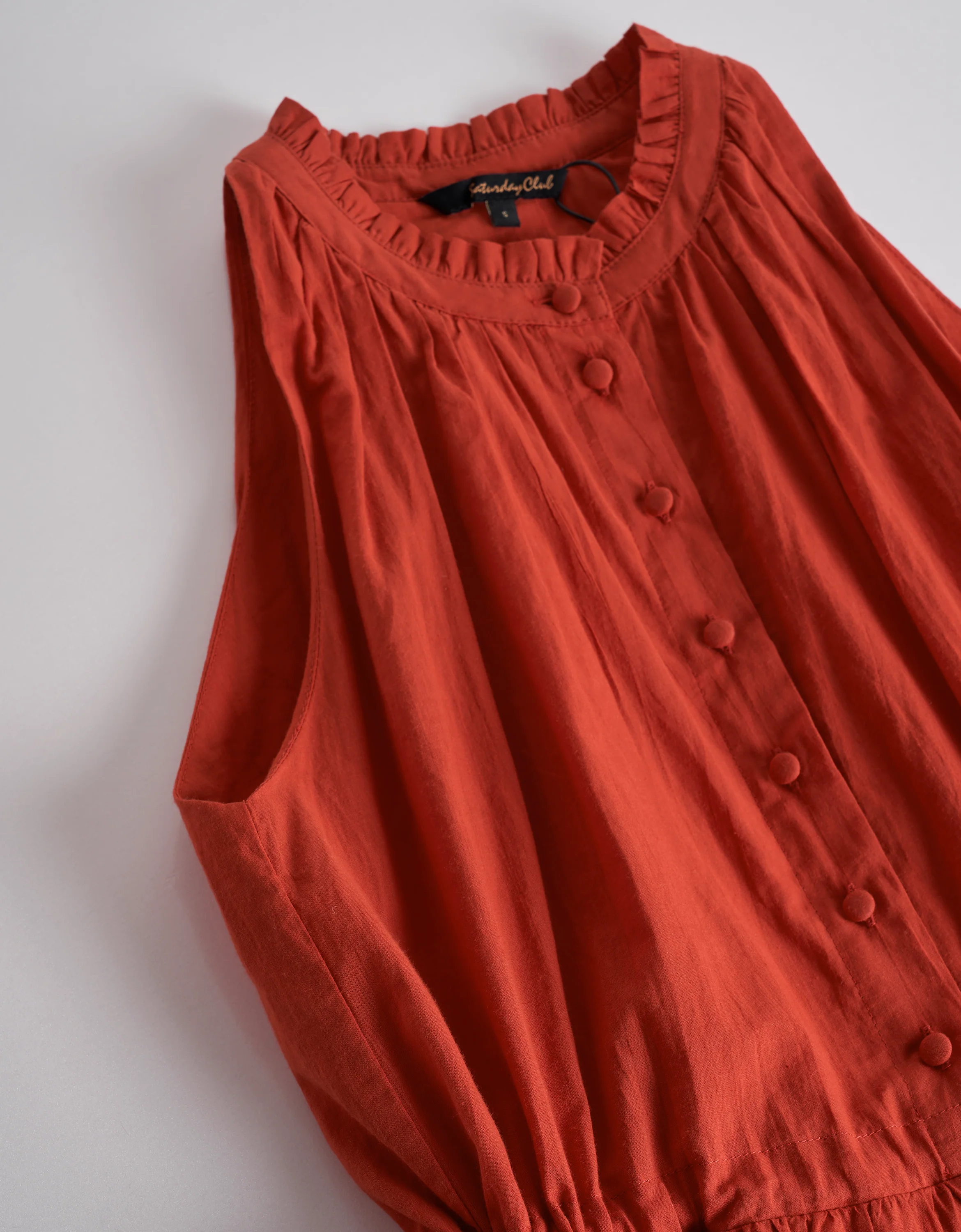 Ruffled Neck Sleeveless Embroidered Dress - Image 16