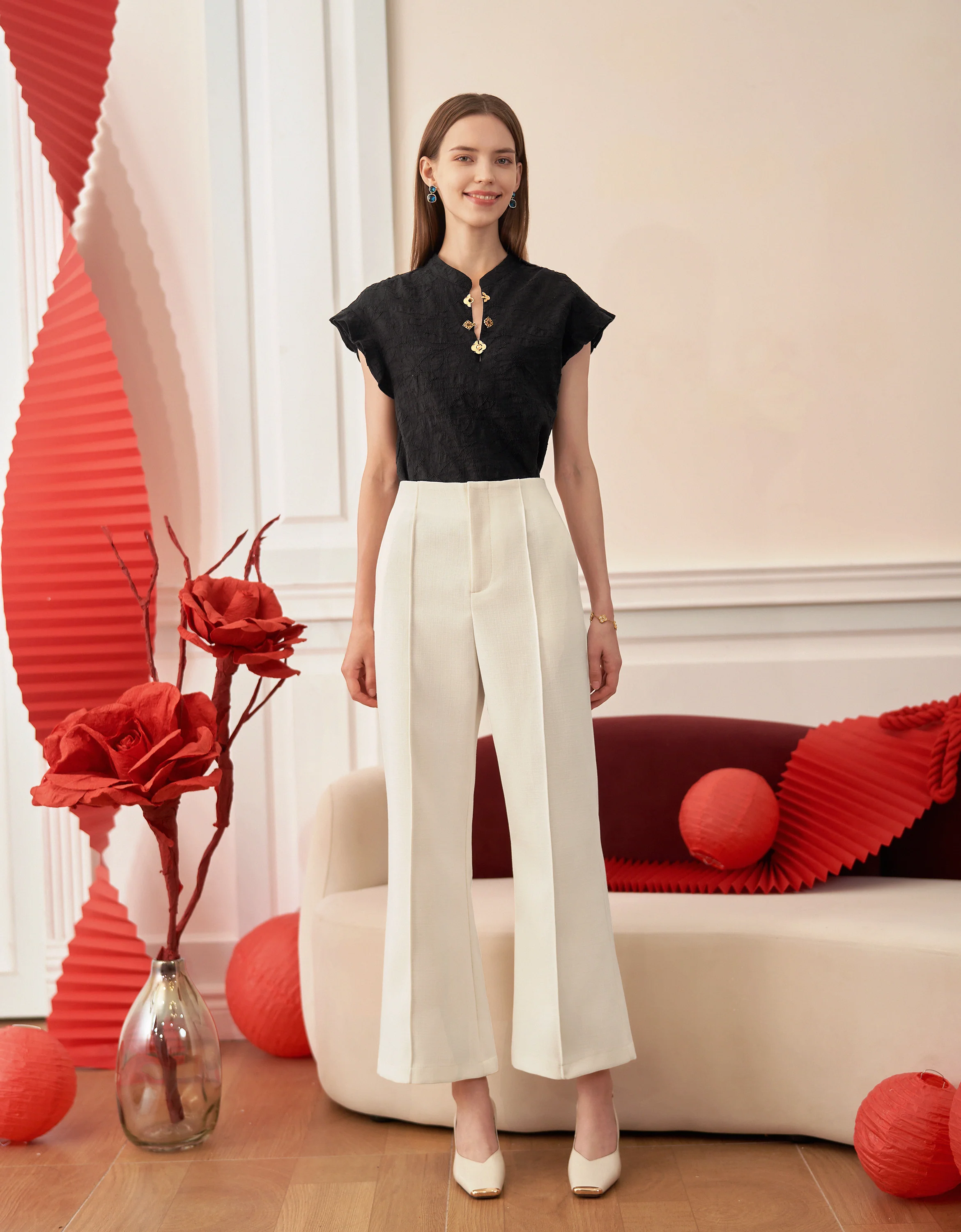 Ruffled Sleeve Textured Top - Image 15