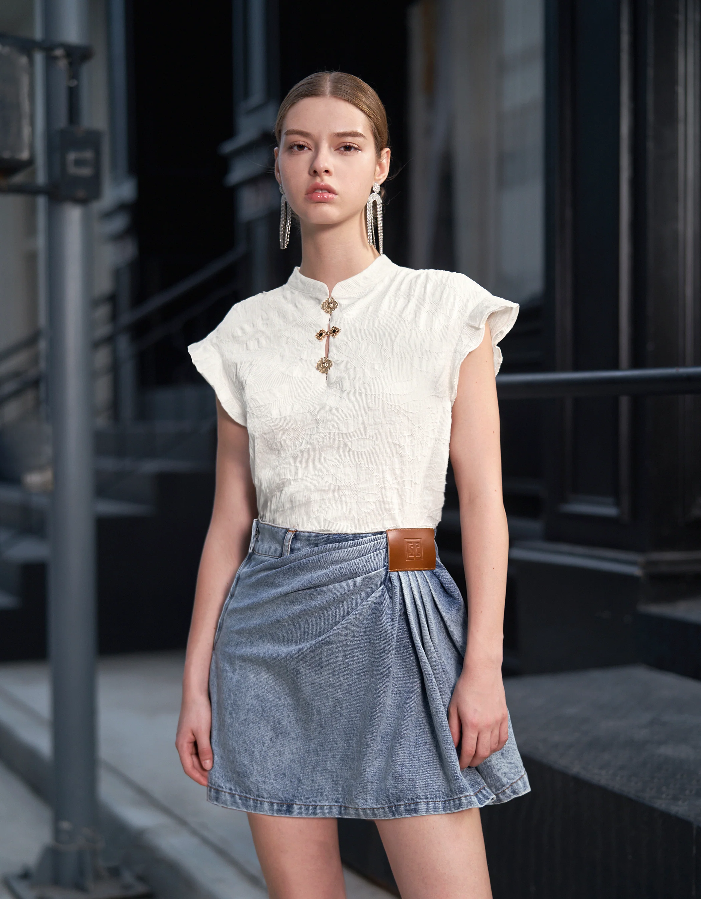 Ruffled Sleeve Textured Top - Image 5