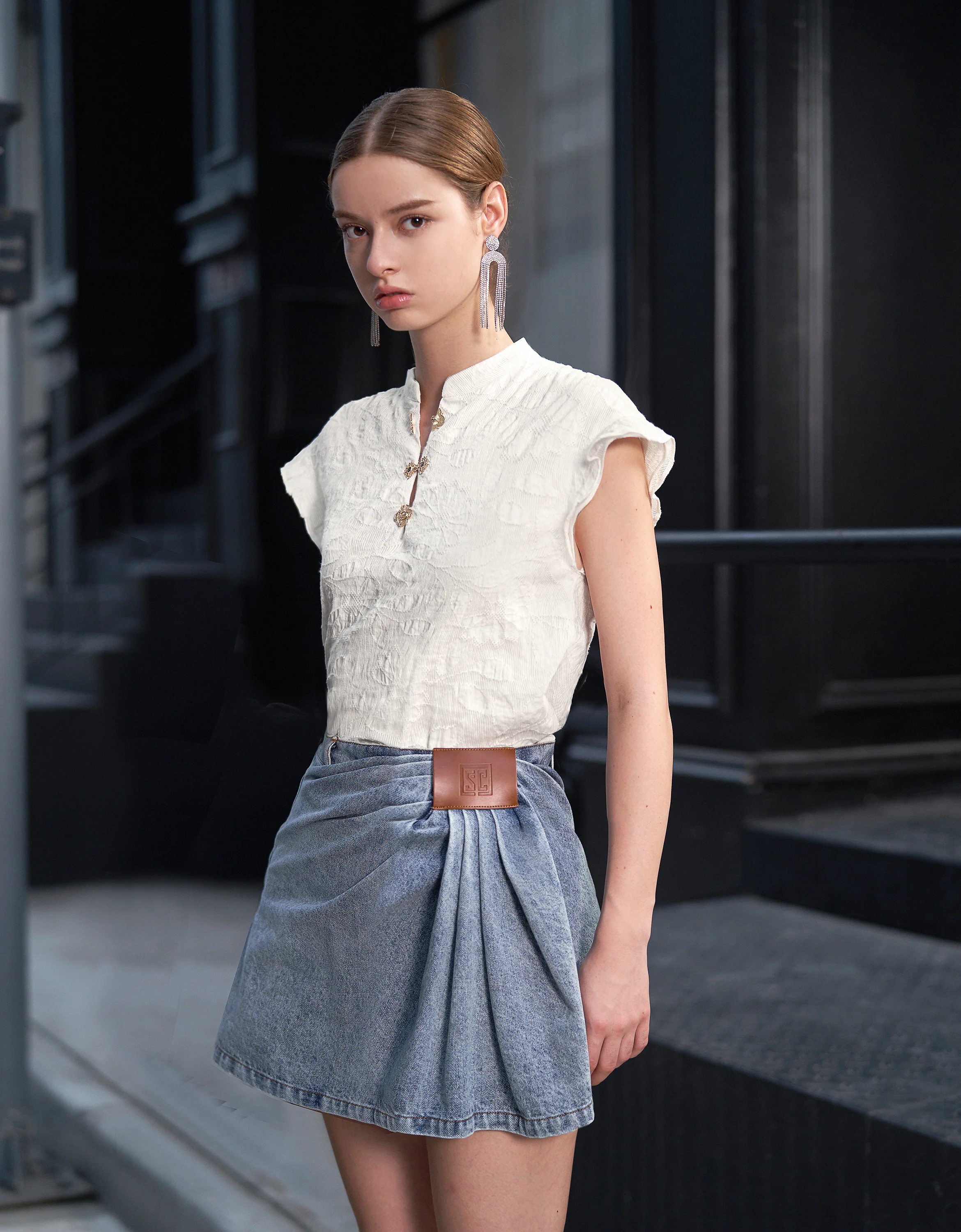 Ruffled Sleeve Textured Top - Image 6