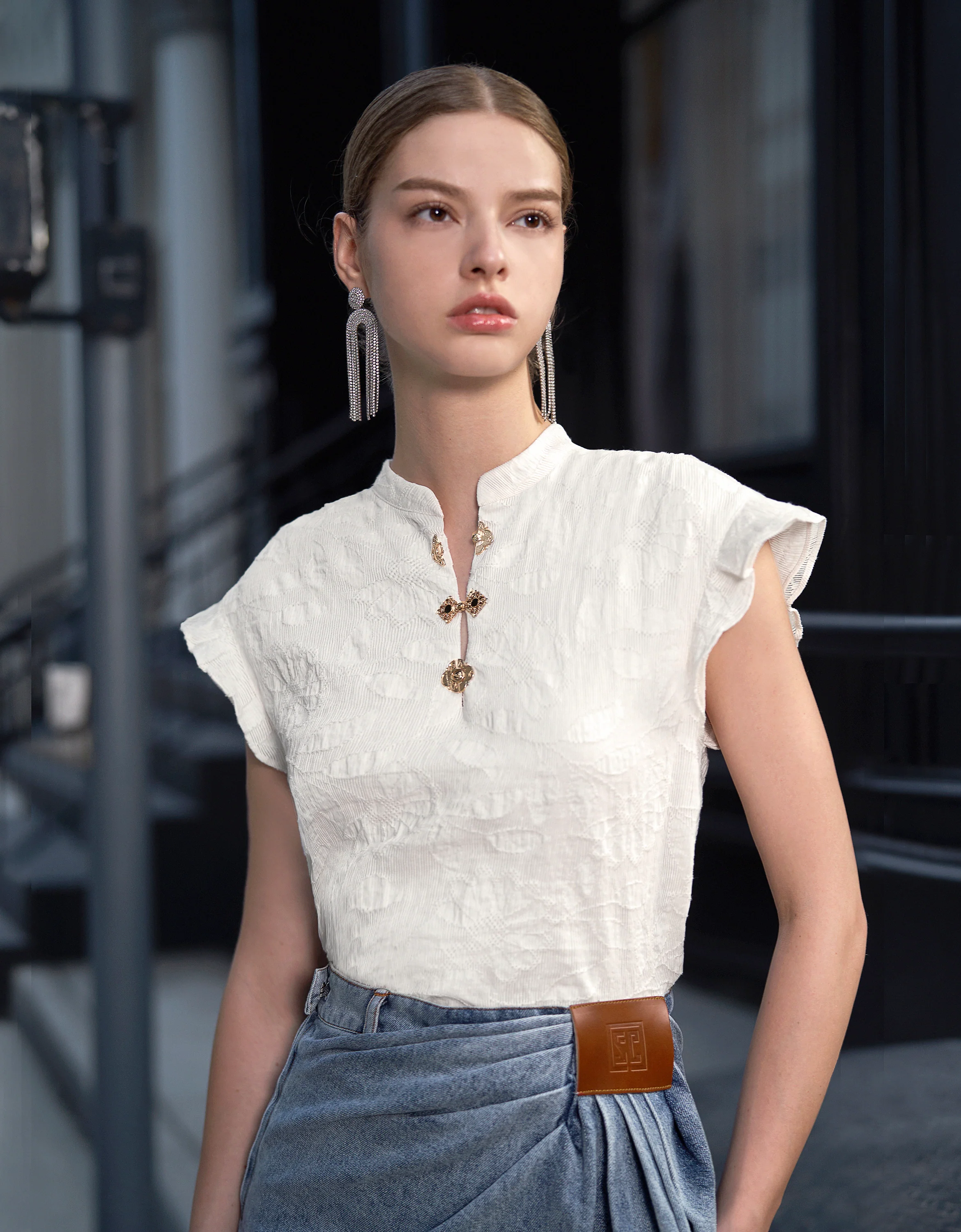 Ruffled Sleeve Textured Top - Image 7