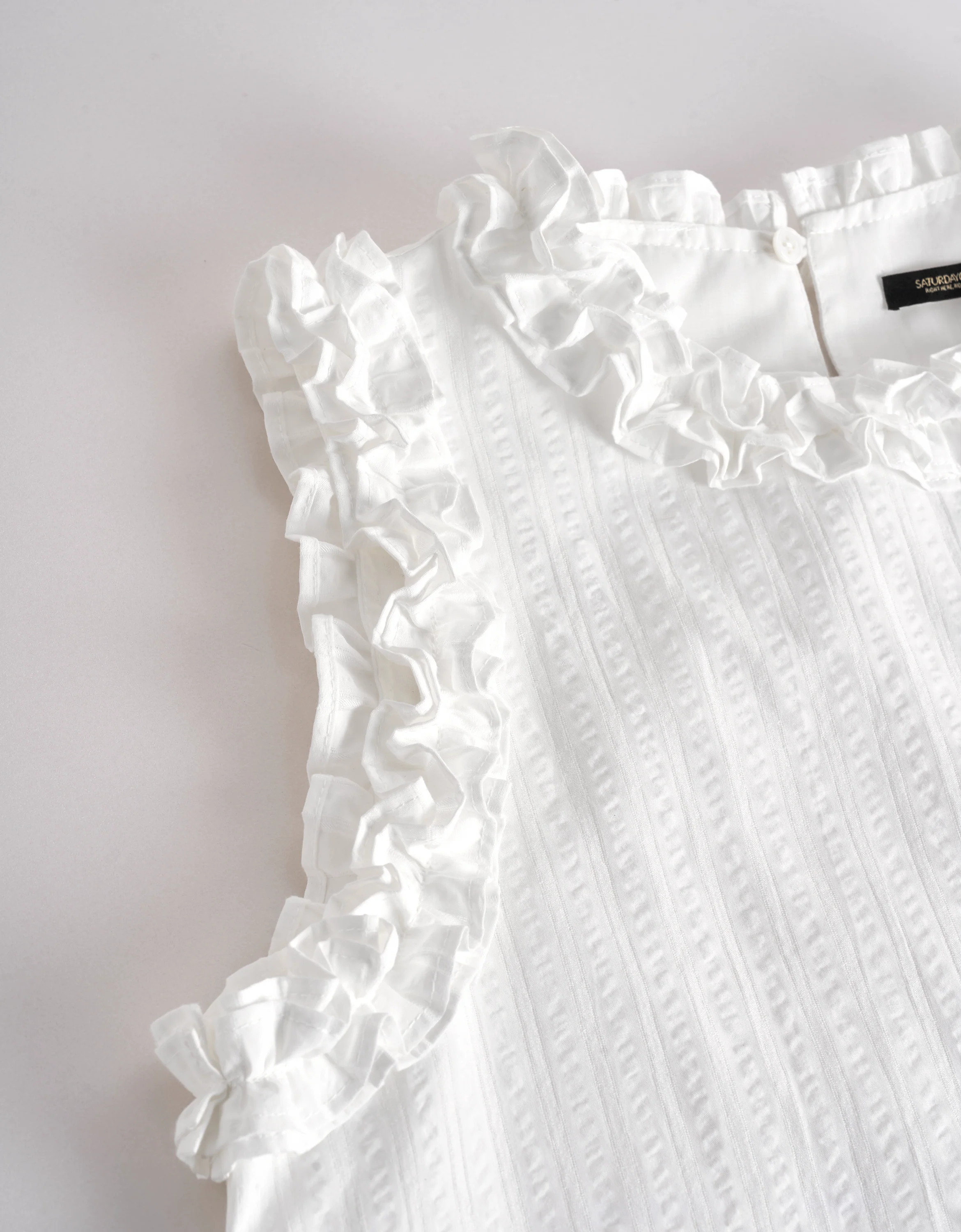 Ruffled Trims Bubble Fabric Sleeveless Dress - Image 5