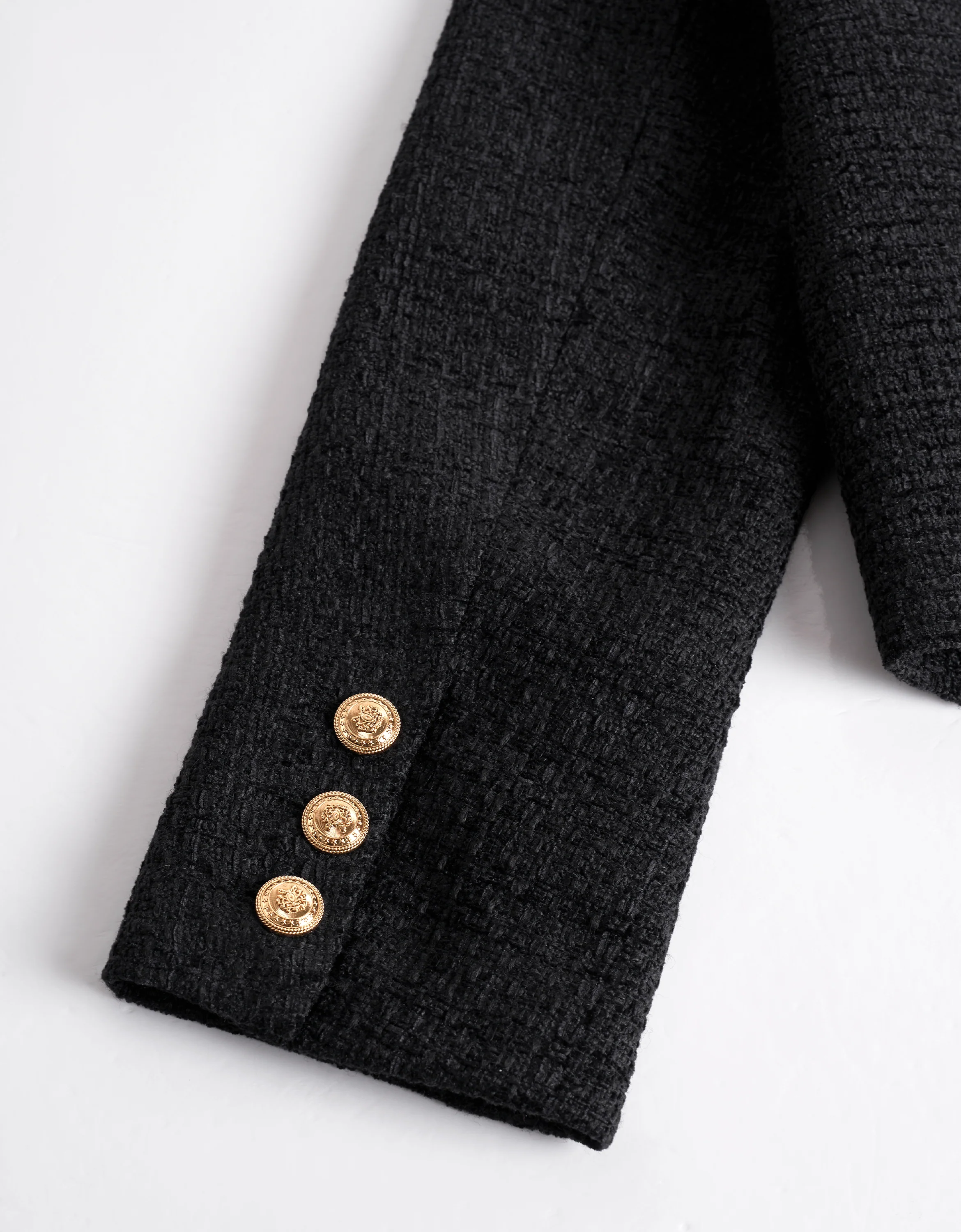 Ruffled Trims Button Front Tweed Jacket - Image 8