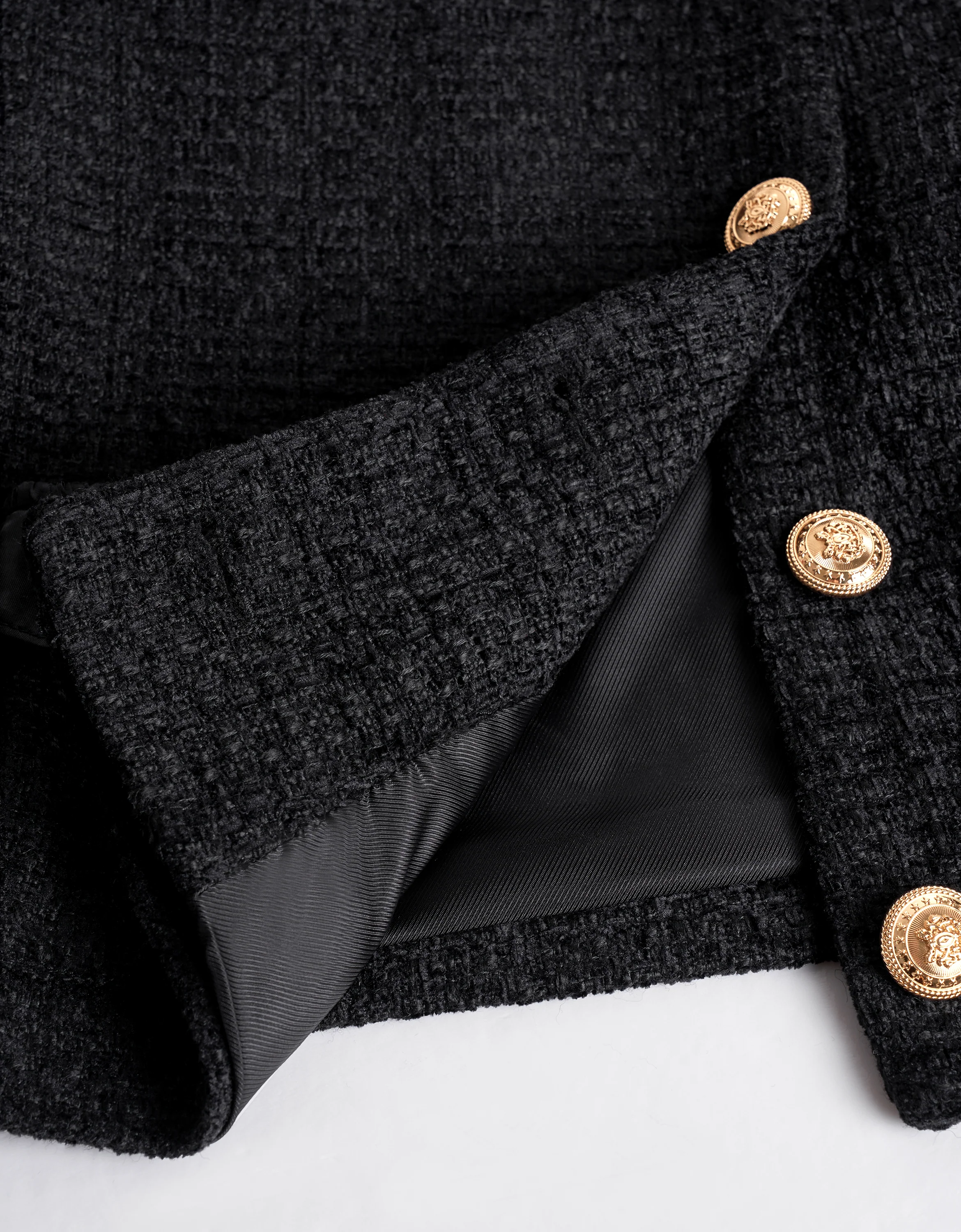 Ruffled Trims Button Front Tweed Jacket - Image 9