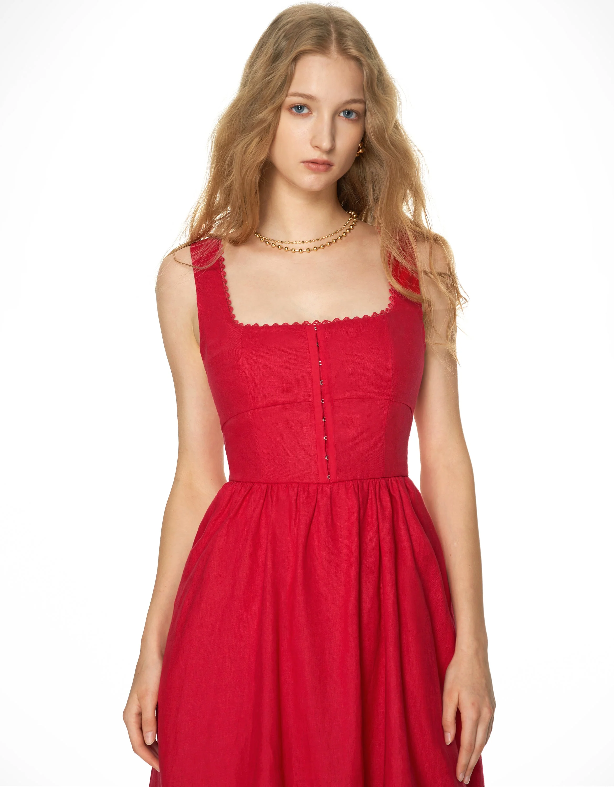 Scallop Trim Square Neck Dress - Image 5