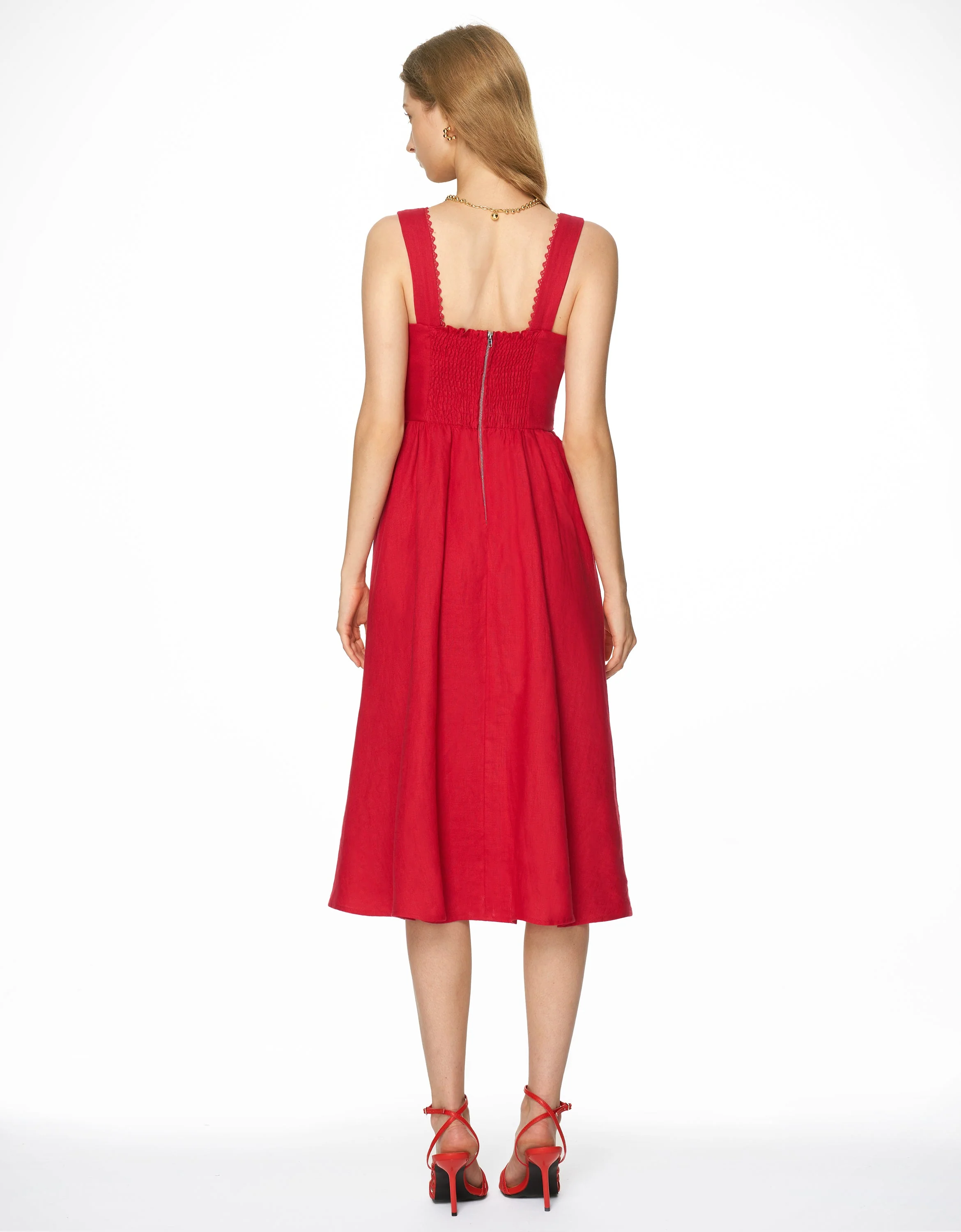 Scallop Trim Square Neck Dress - Image 6