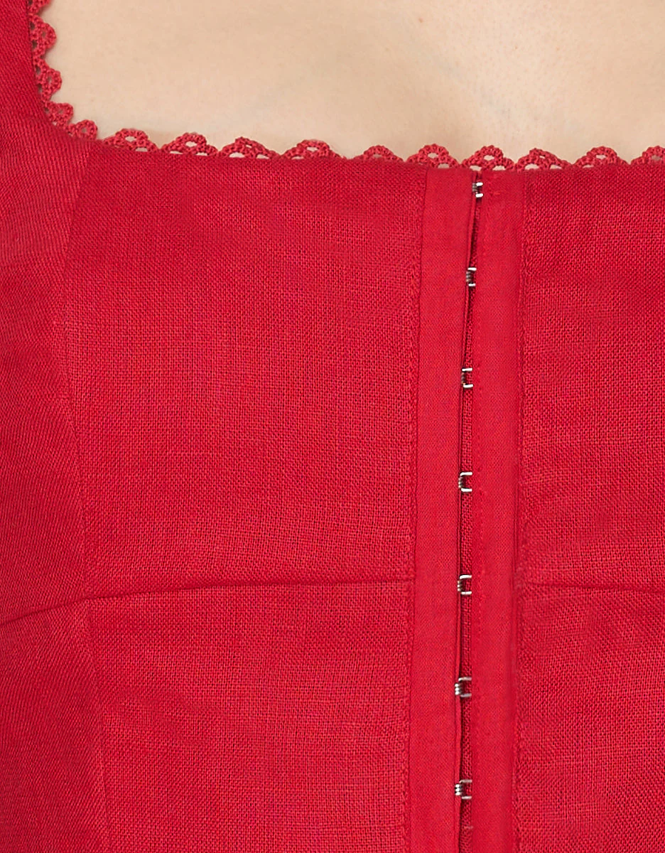Scallop Trim Square Neck Dress - Image 7