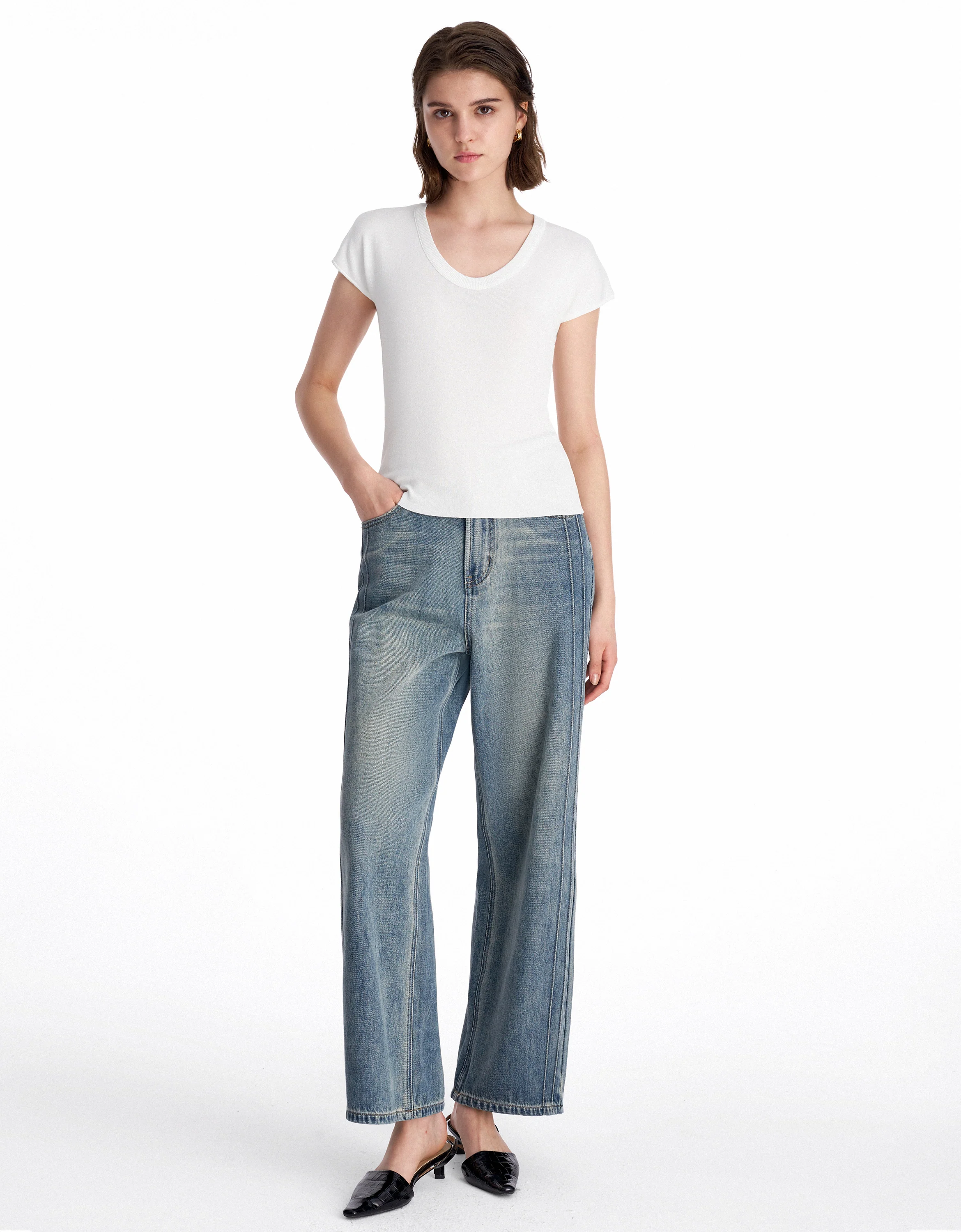 Scoop Neck Cap Sleeve Top - Image 14