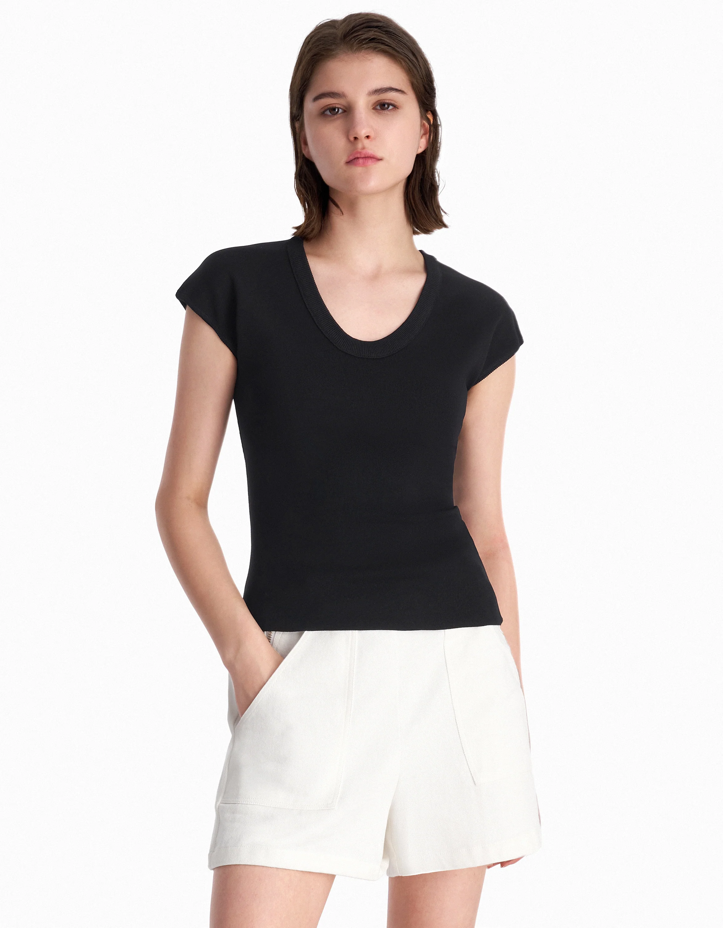Scoop Neck Cap Sleeve Top - Image 9