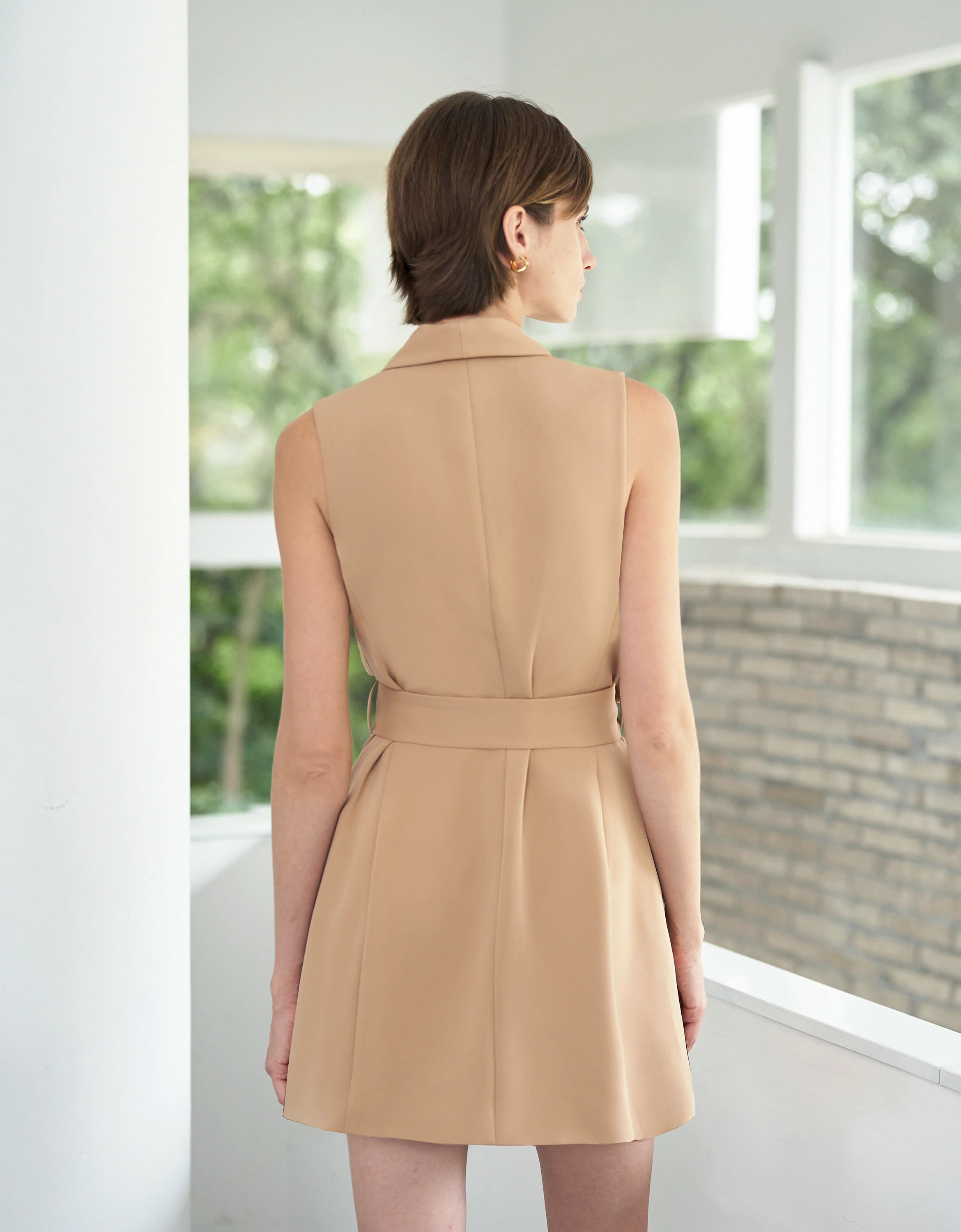 Shawl Collar Belted Waist Dress - Image 31