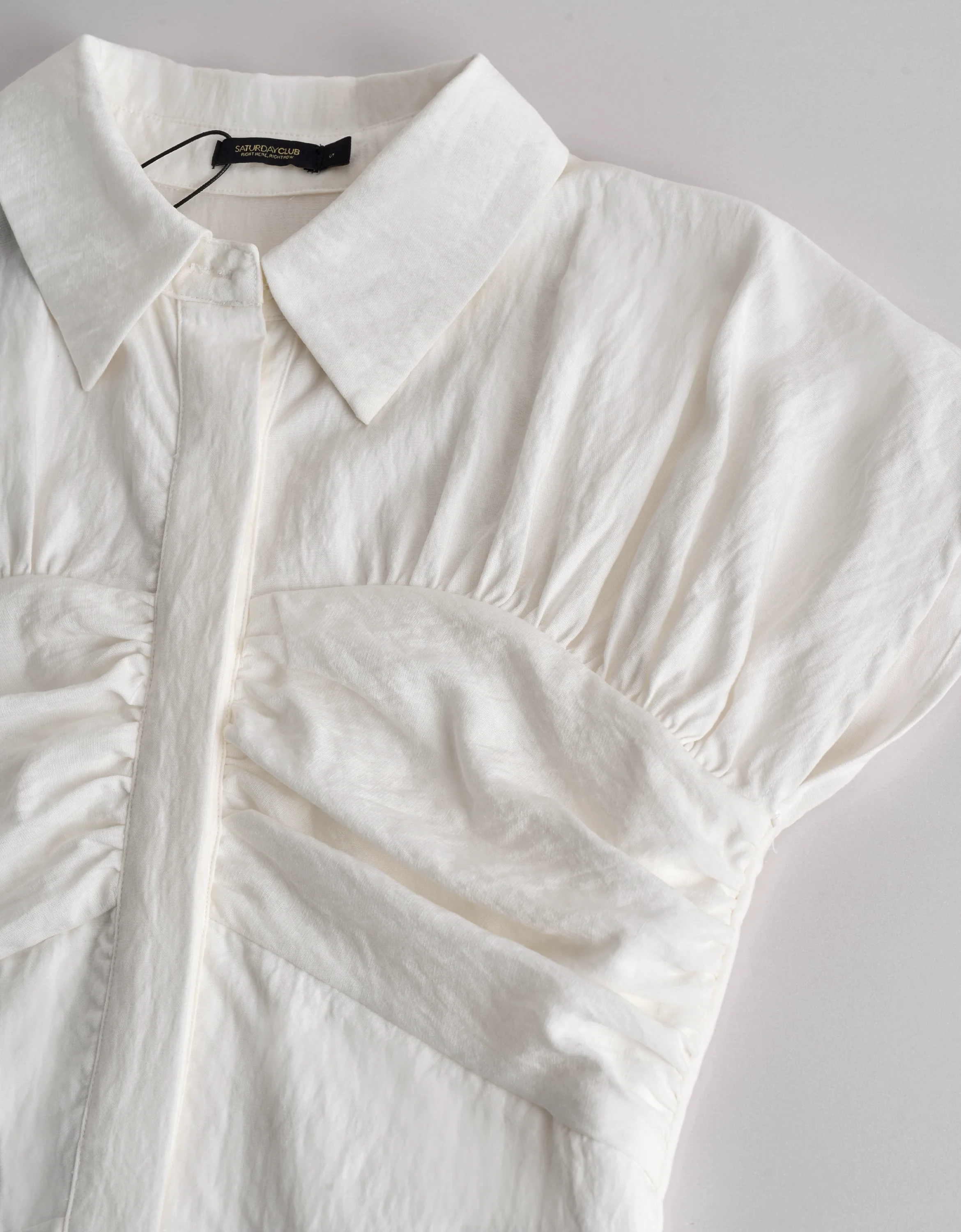 Shirt Collar Pleated Detail Tiered Dress - Image 5