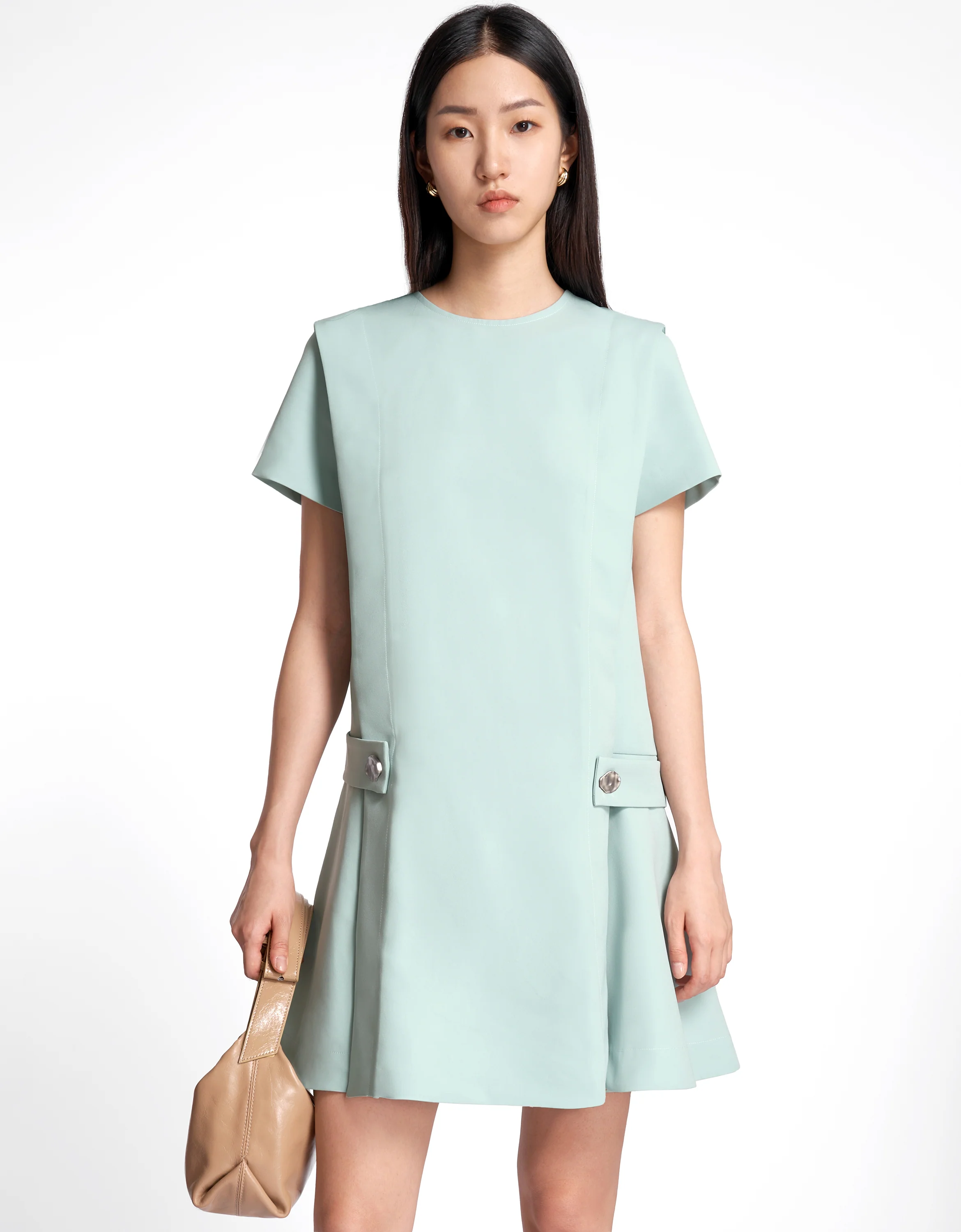 Short Sleeve Buttoned Side Dress - Image 46