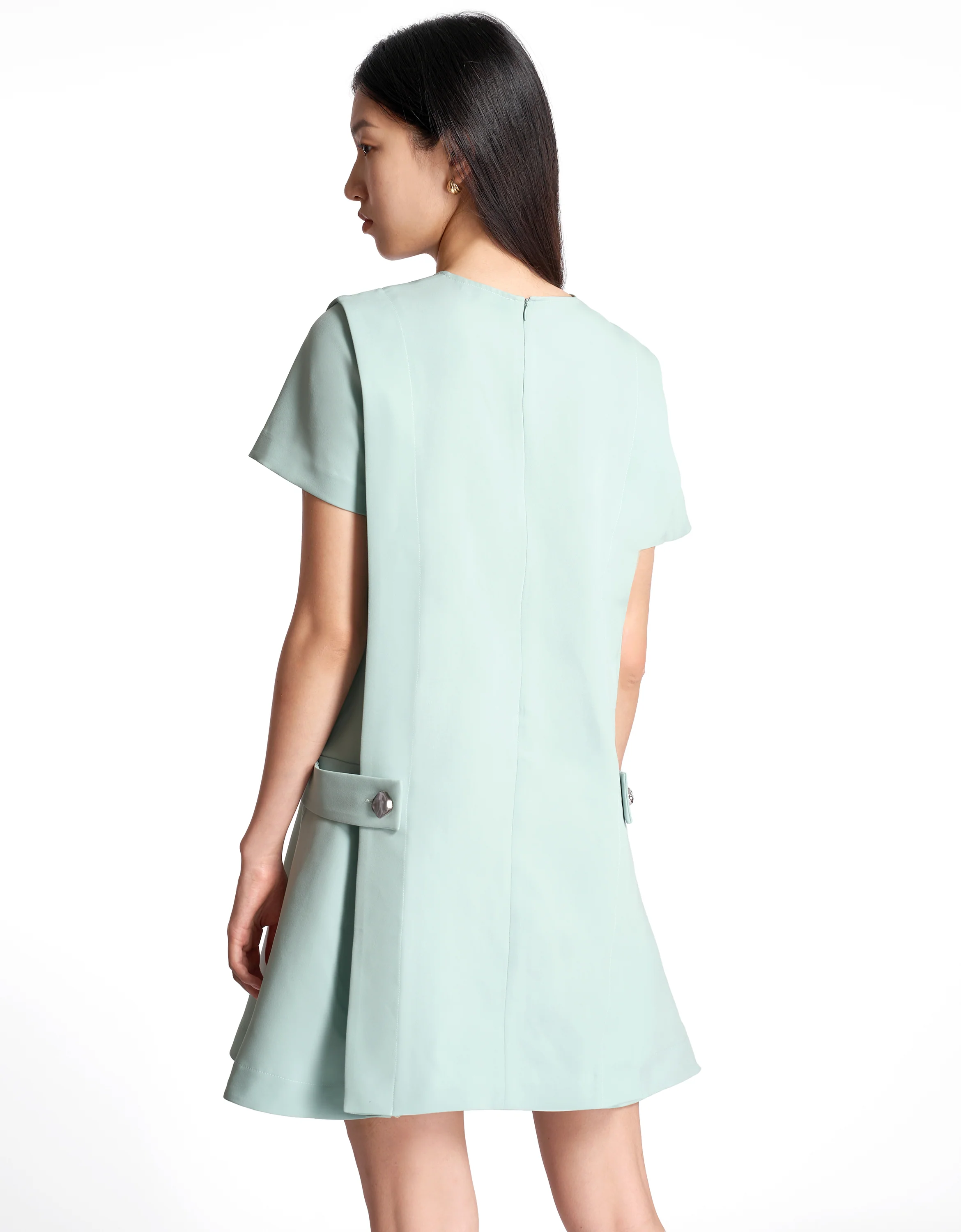 Short Sleeve Buttoned Side Dress - Image 47