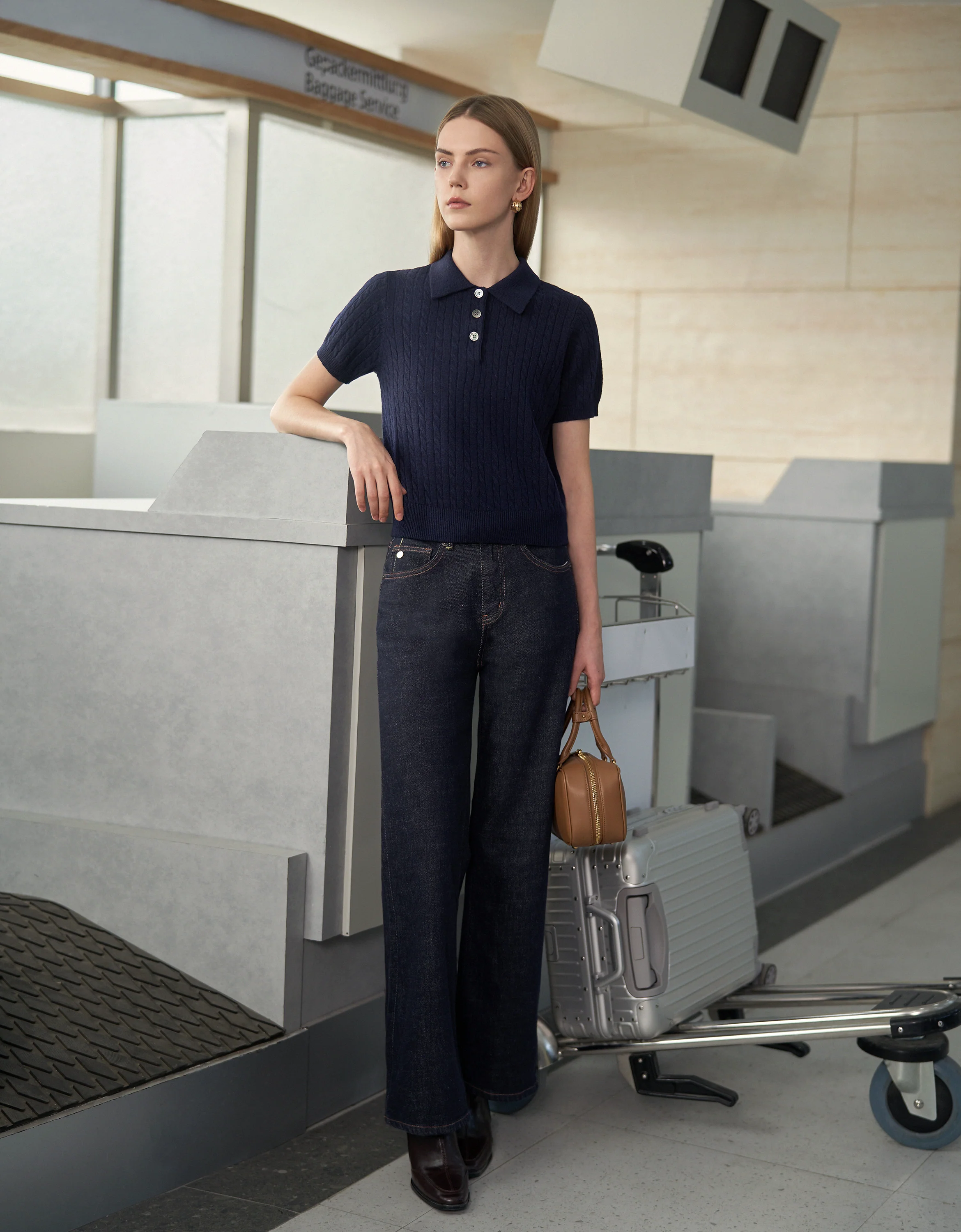Short Sleeve Cable Knit Polo Shirt - Image 4
