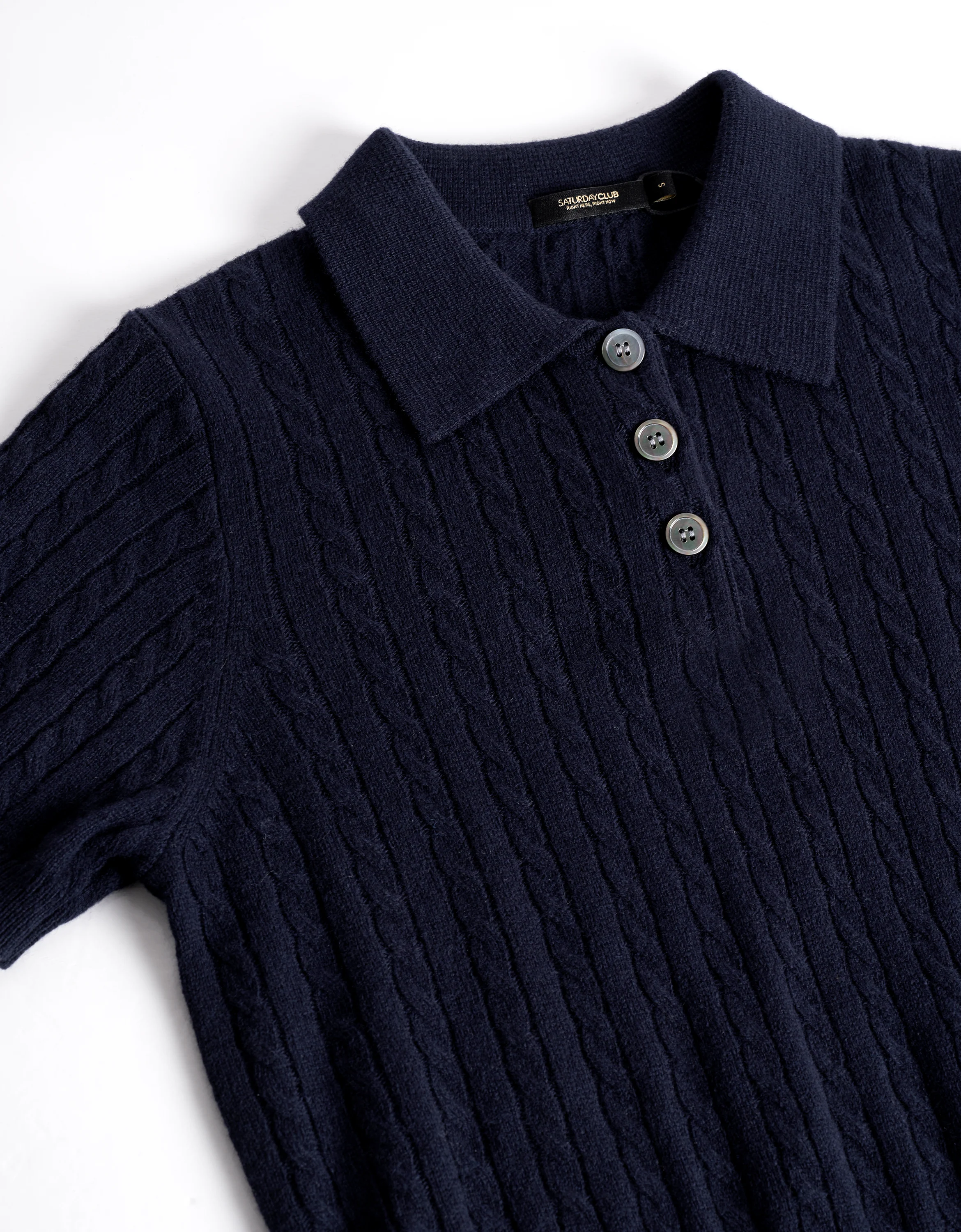 Short Sleeve Cable Knit Polo Shirt - Image 7