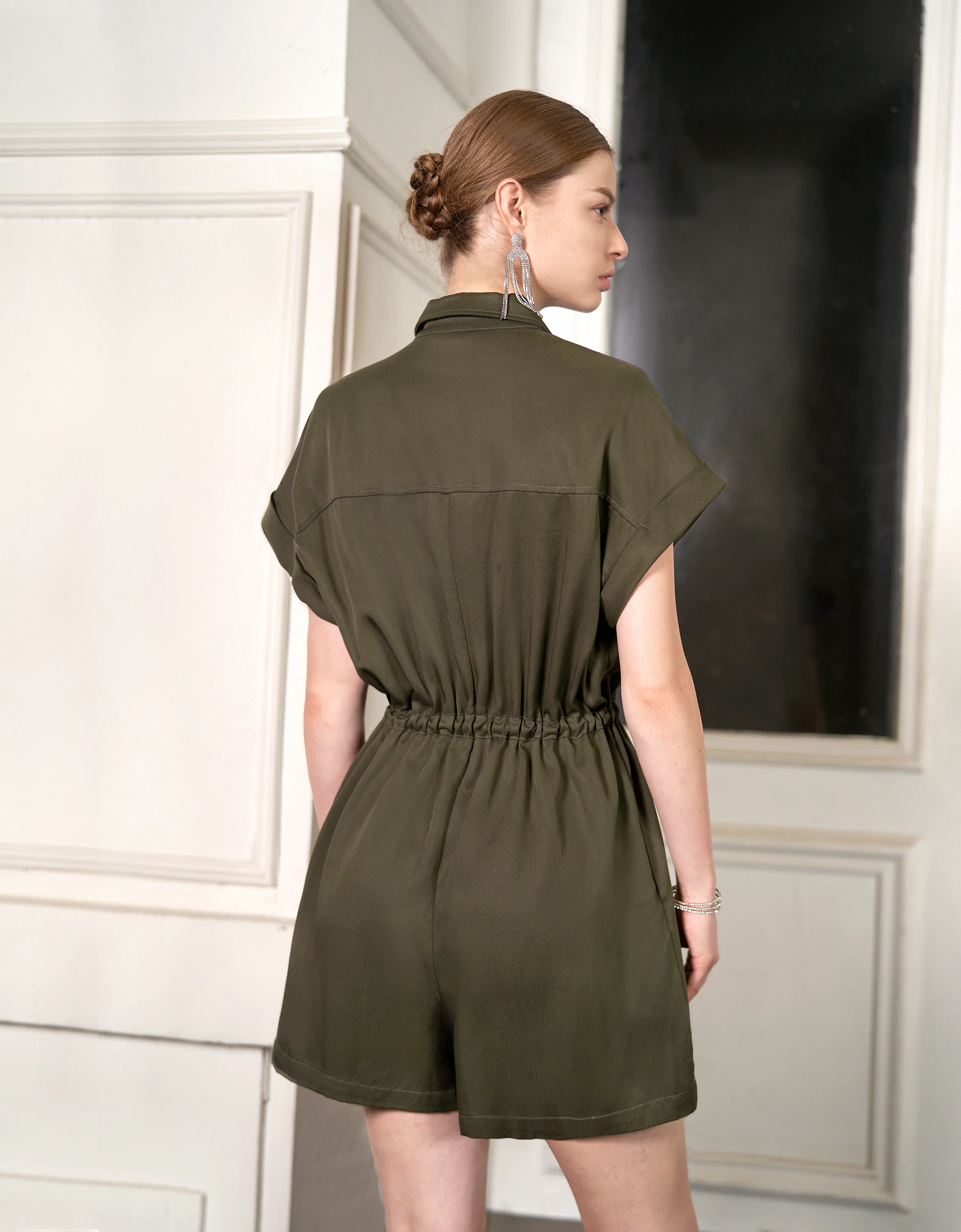 Short Sleeve Collared Romper - Image 3
