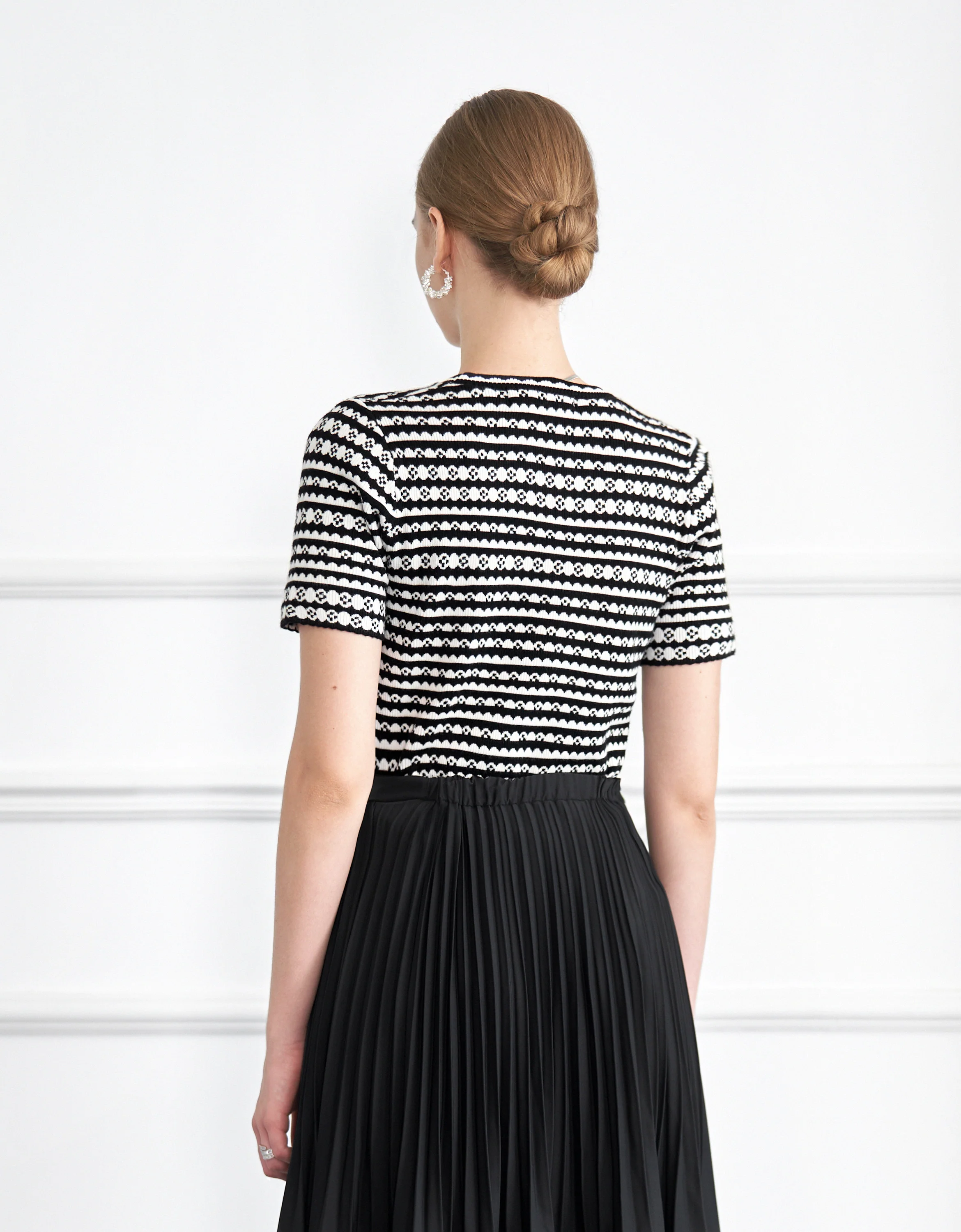 Short Sleeve Jacquard Stripe Top - Image 3
