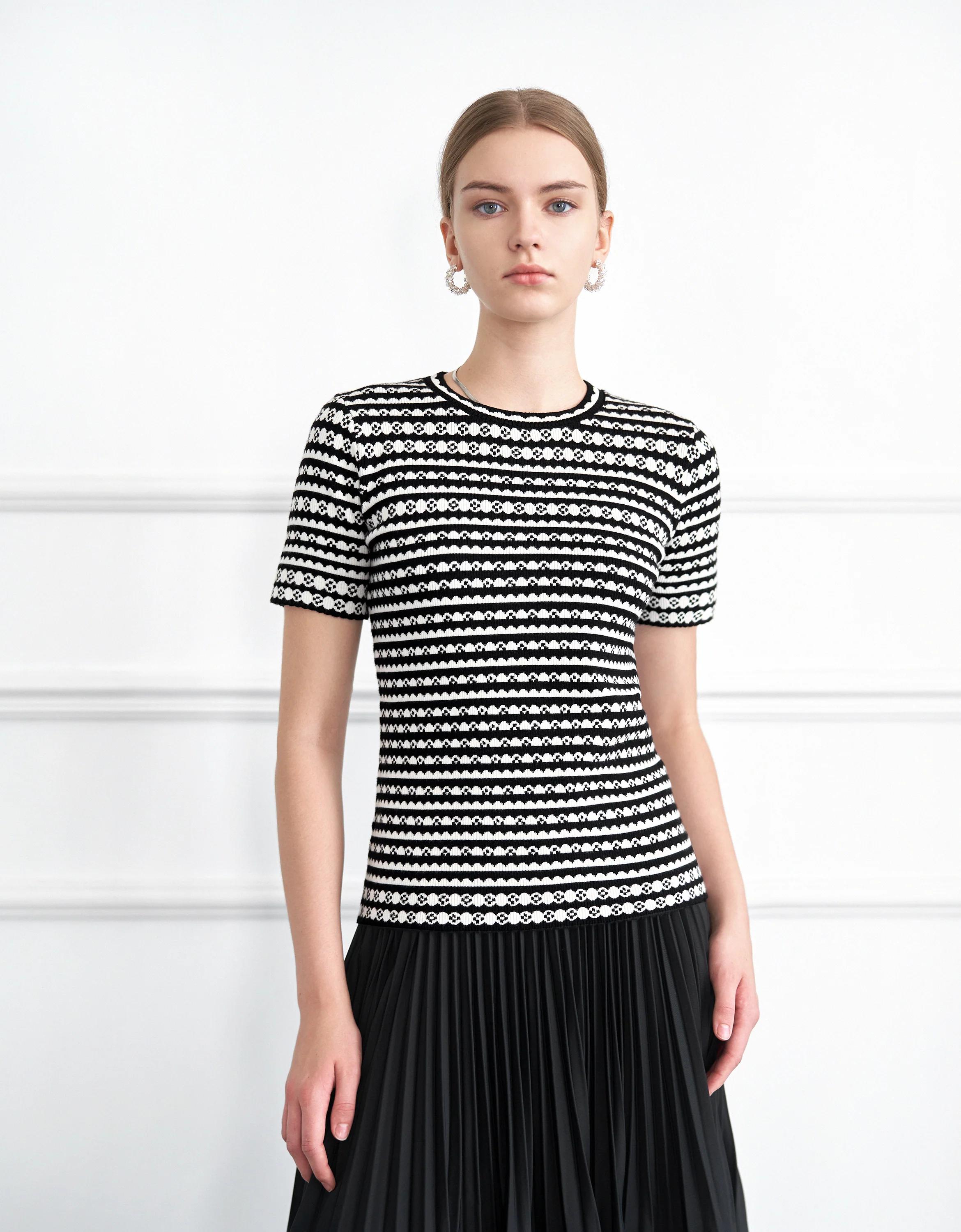Short Sleeve Jacquard Stripe Top - Image 4