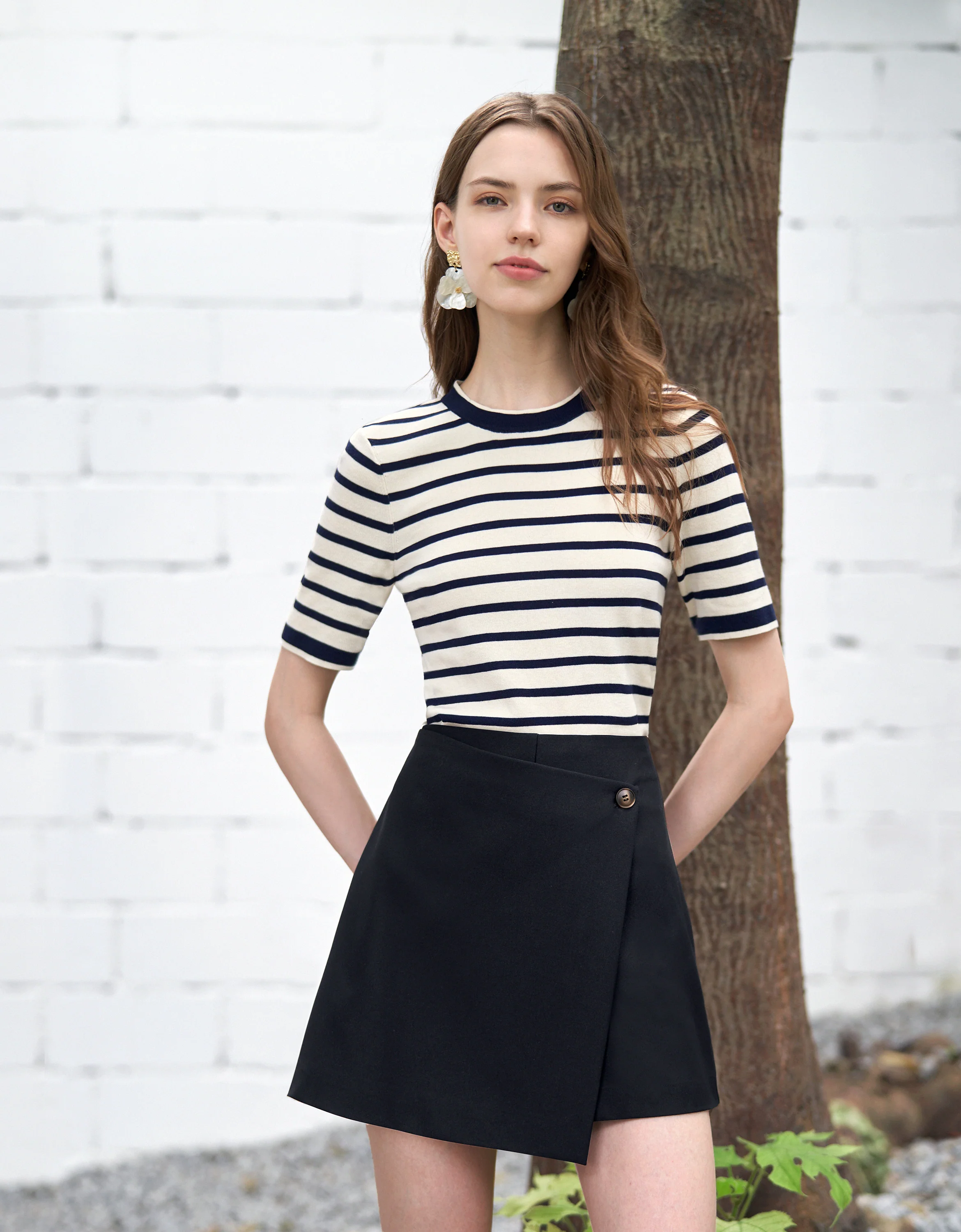 Short Sleeve Stripe Wool Top - Image 3