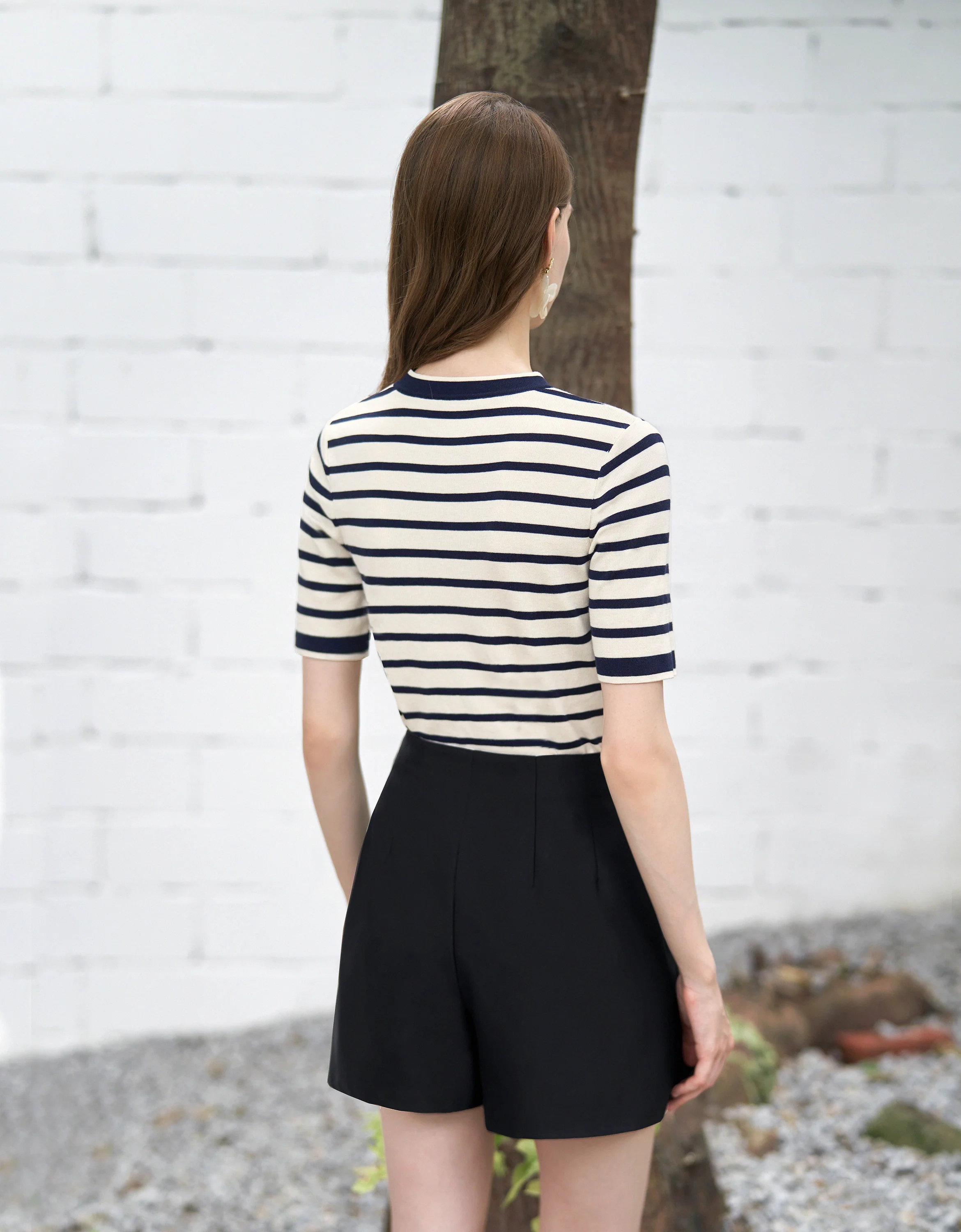 Short Sleeve Stripe Wool Top - Image 4