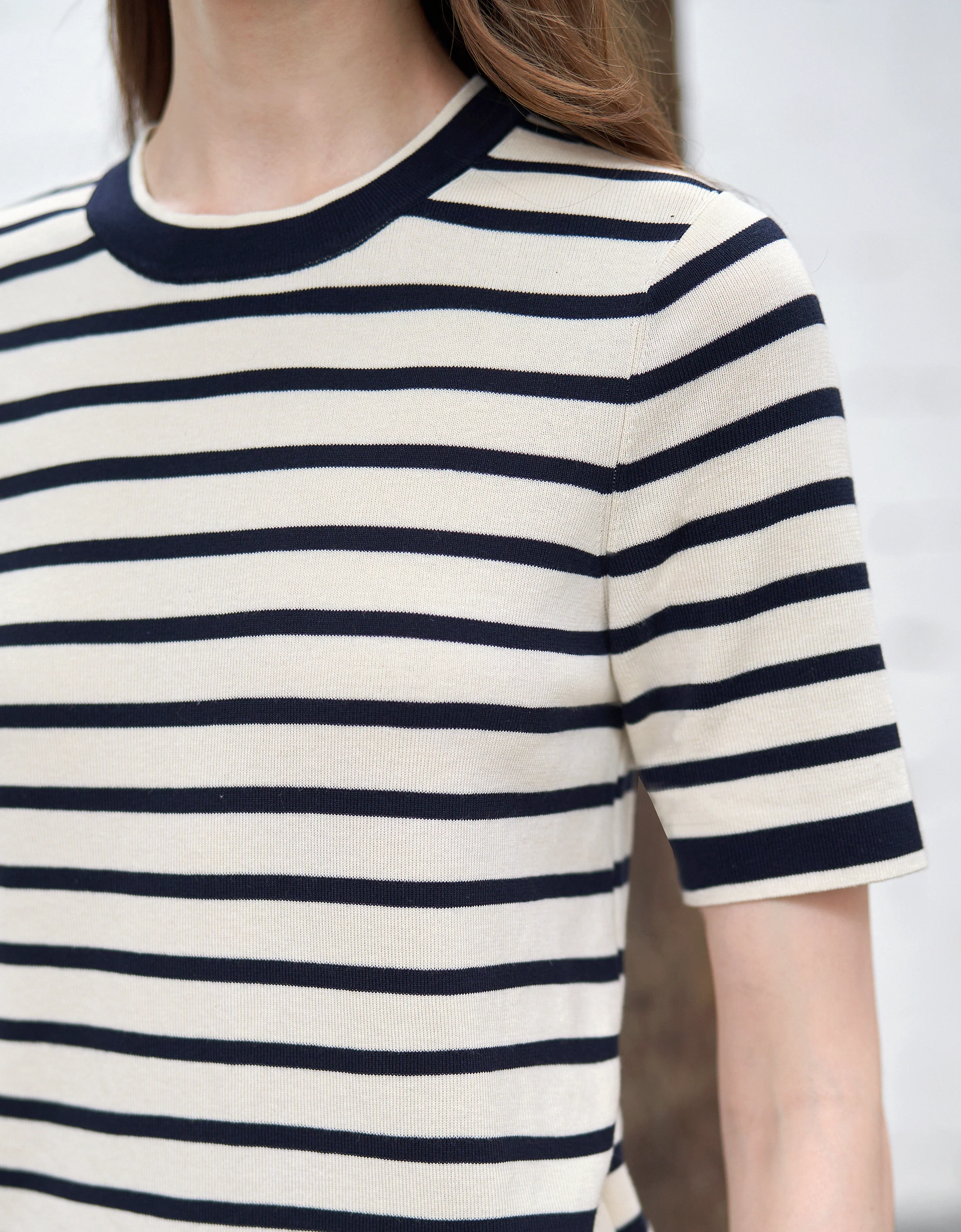 Short Sleeve Stripe Wool Top - Image 5