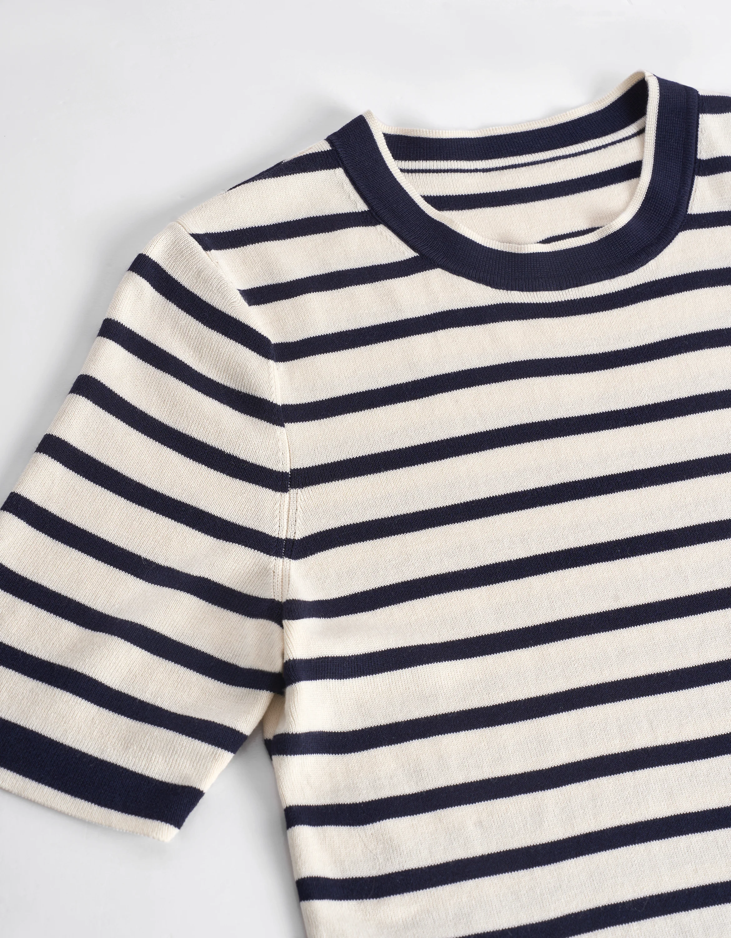 Short Sleeve Stripe Wool Top - Image 6