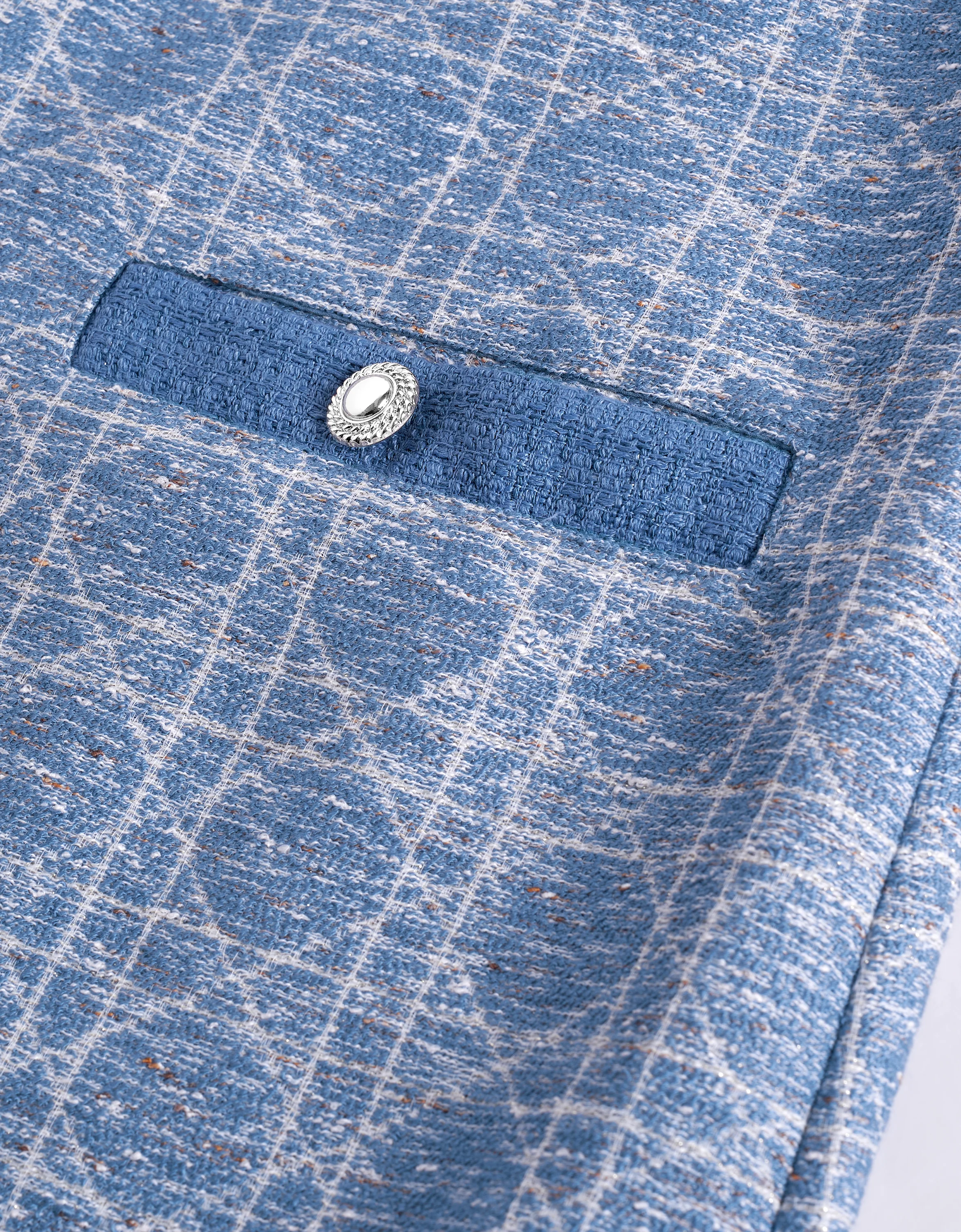 Short Sleeve Textured Checkered Dress - Image 8