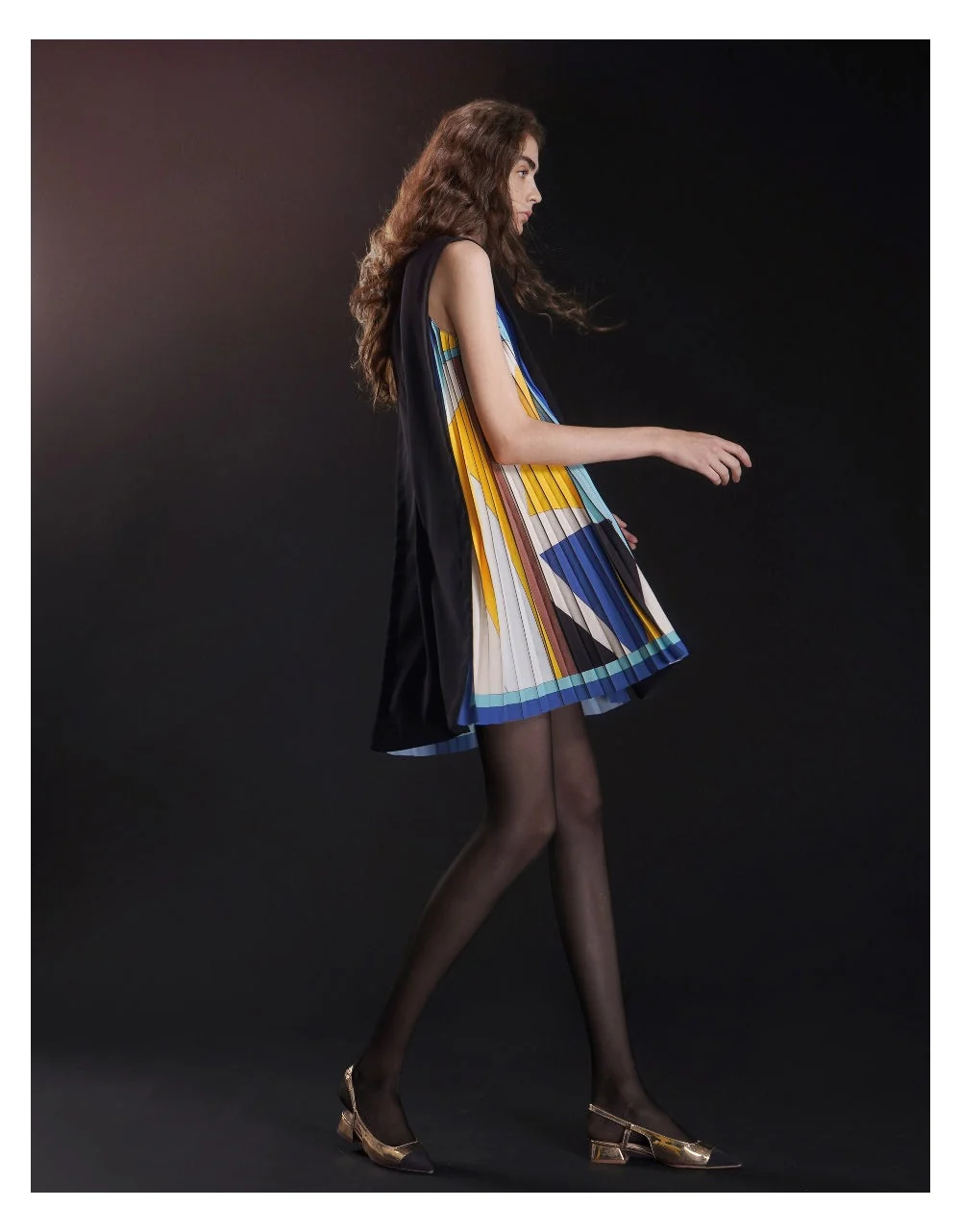 Side Printed Pleated Shift Dress - Image 31
