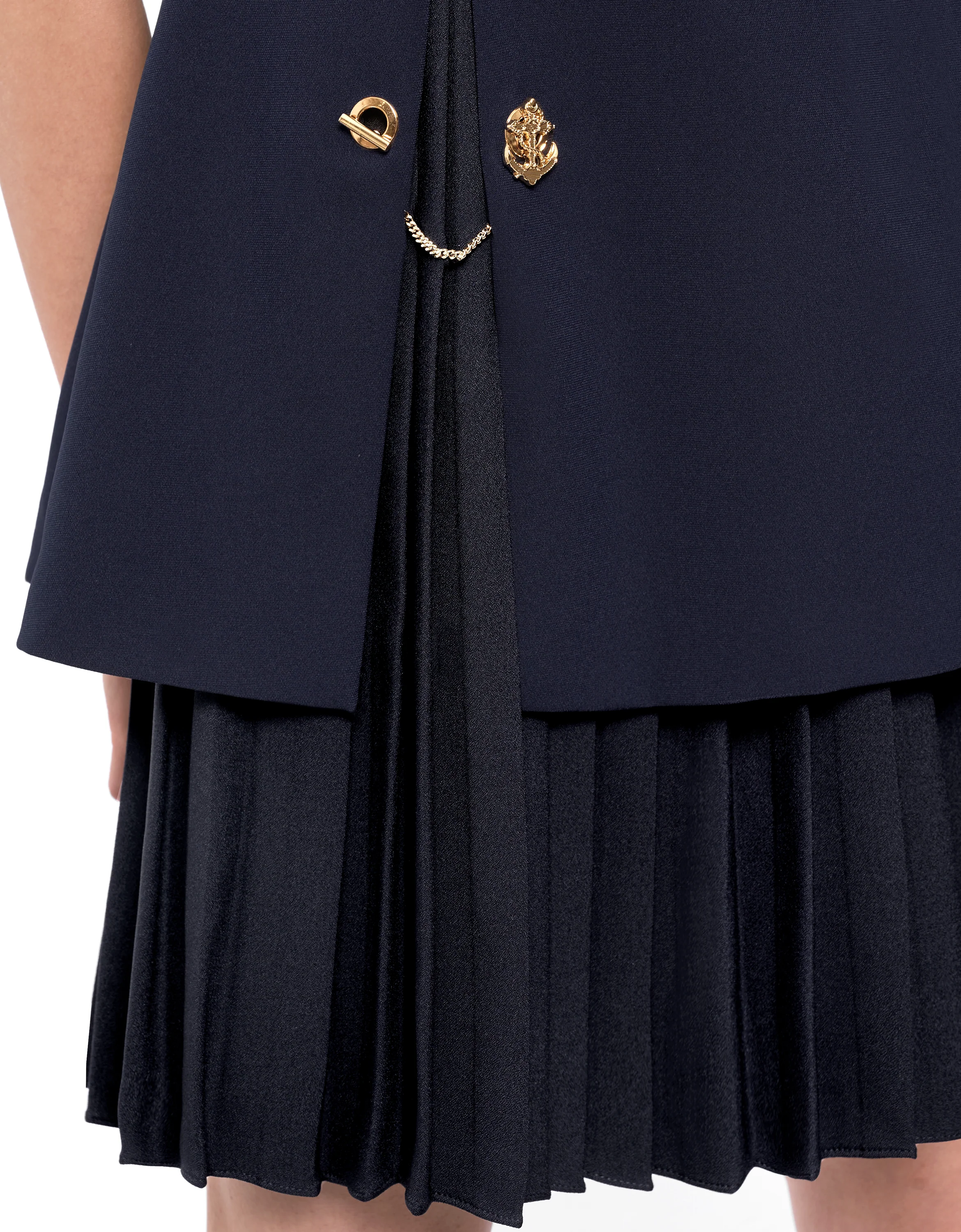 Side Slit Contrast Pleated Hem Dress - Image 14