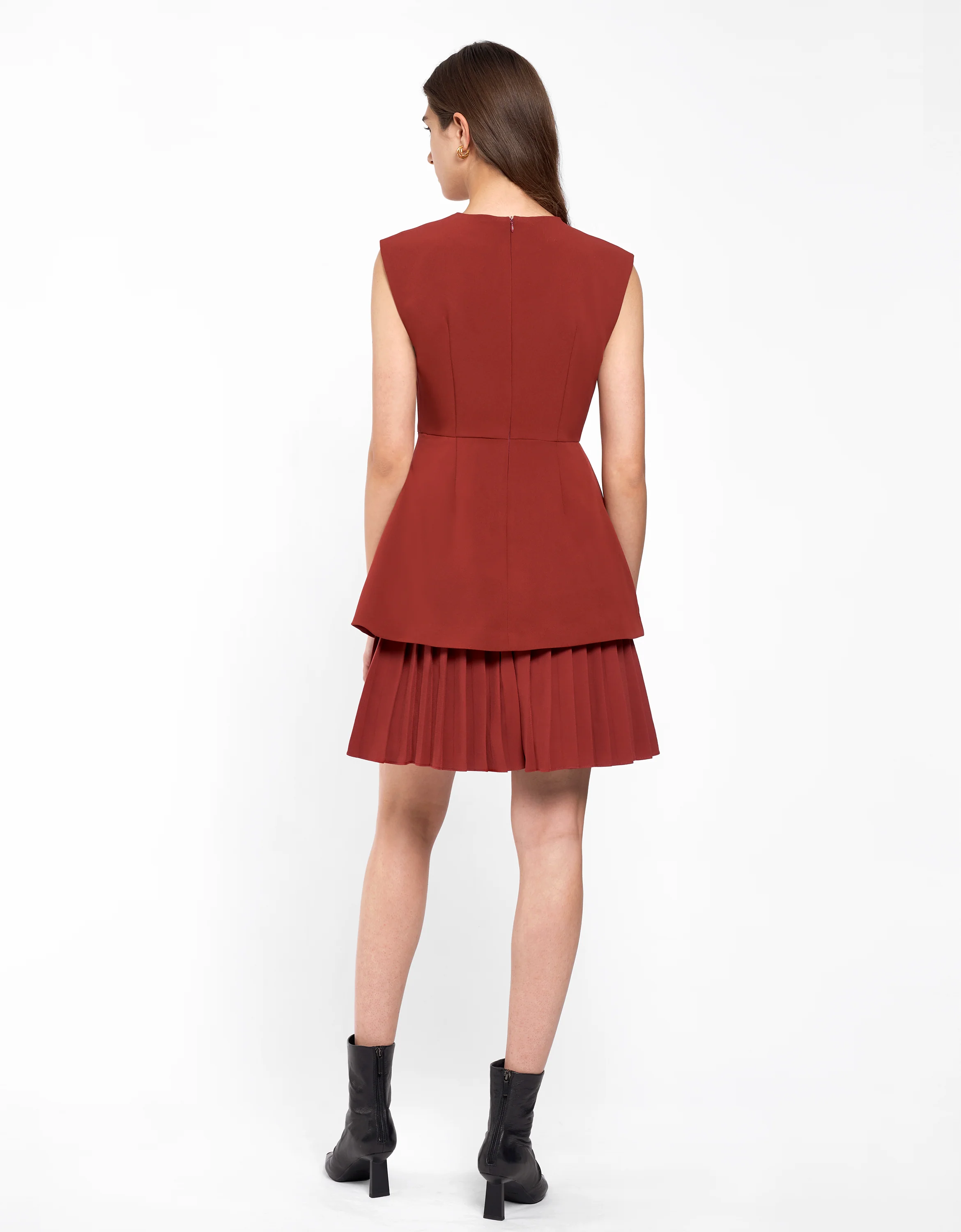 Side Slit Contrast Pleated Hem Dress - Image 17