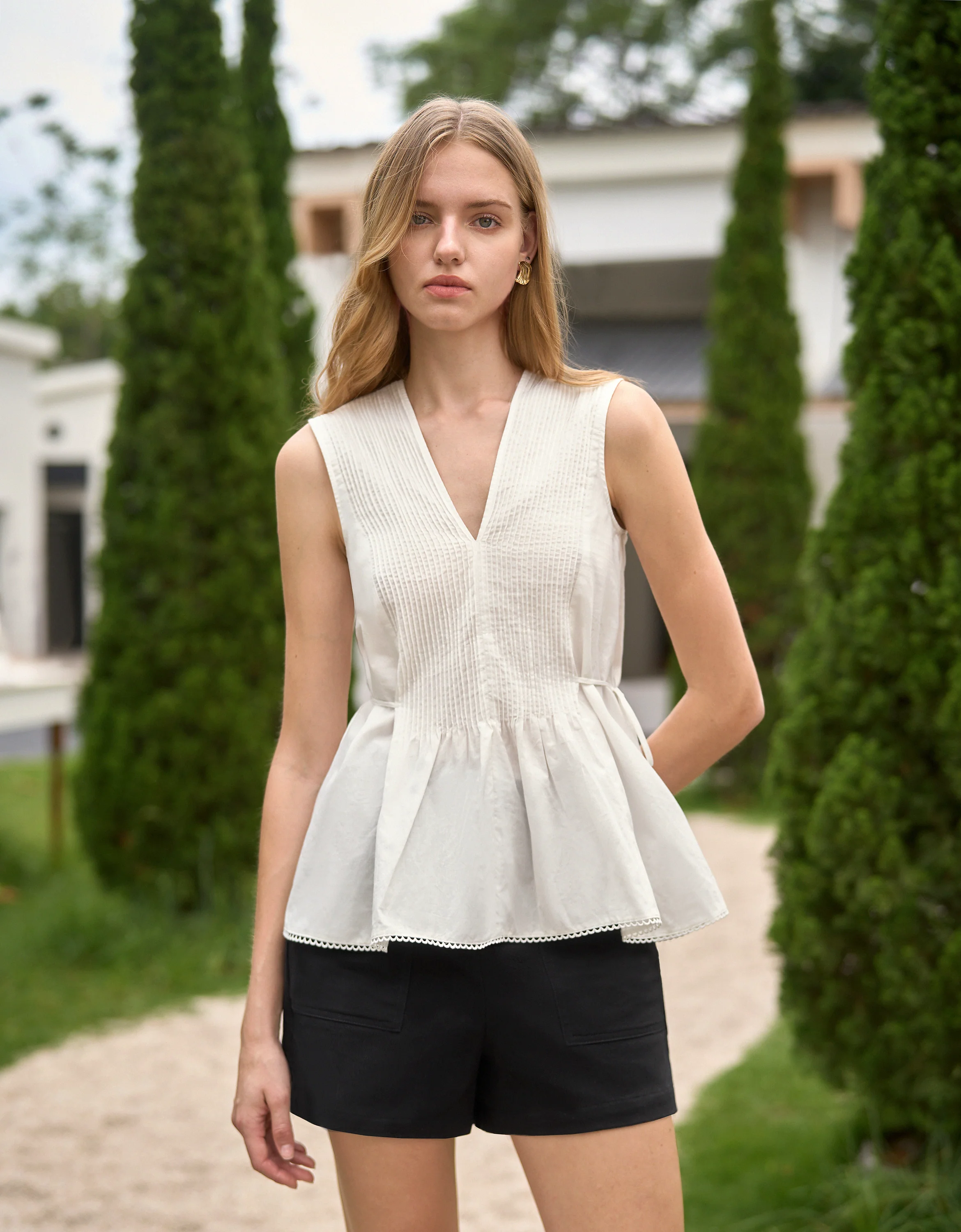Side Tie Sleeveless Striped Top