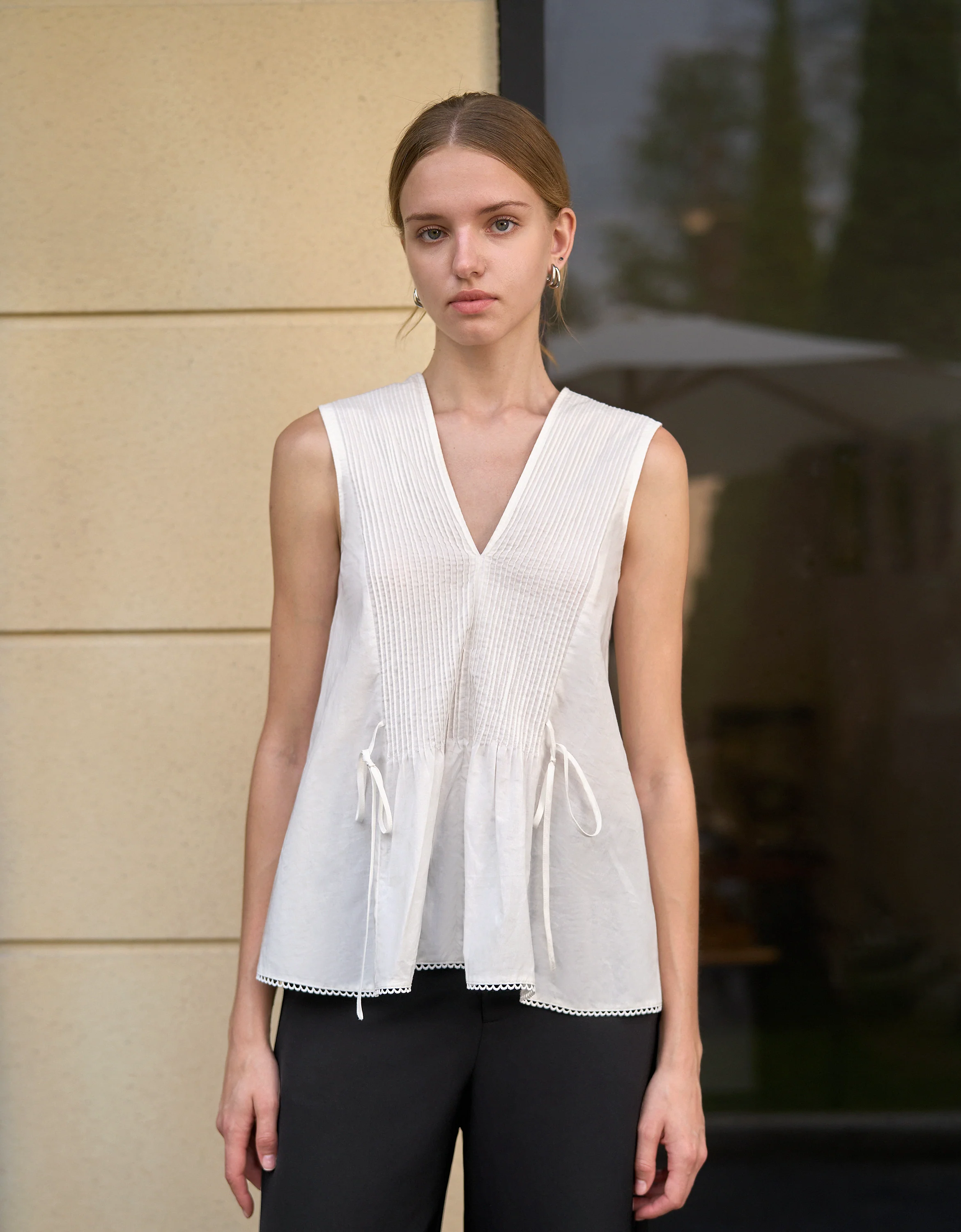 Side Tie Sleeveless Striped Top - Image 4
