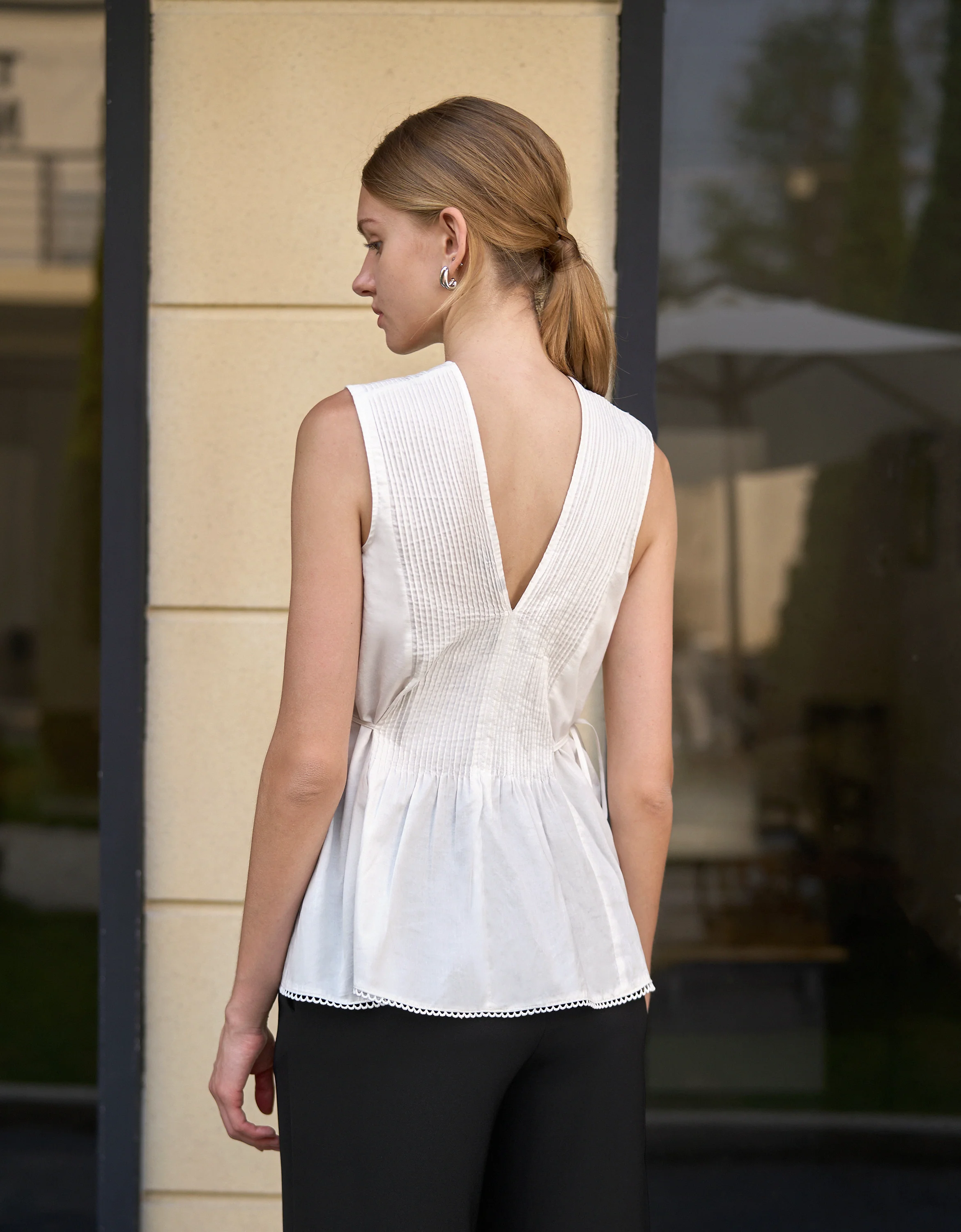 Side Tie Sleeveless Striped Top - Image 6