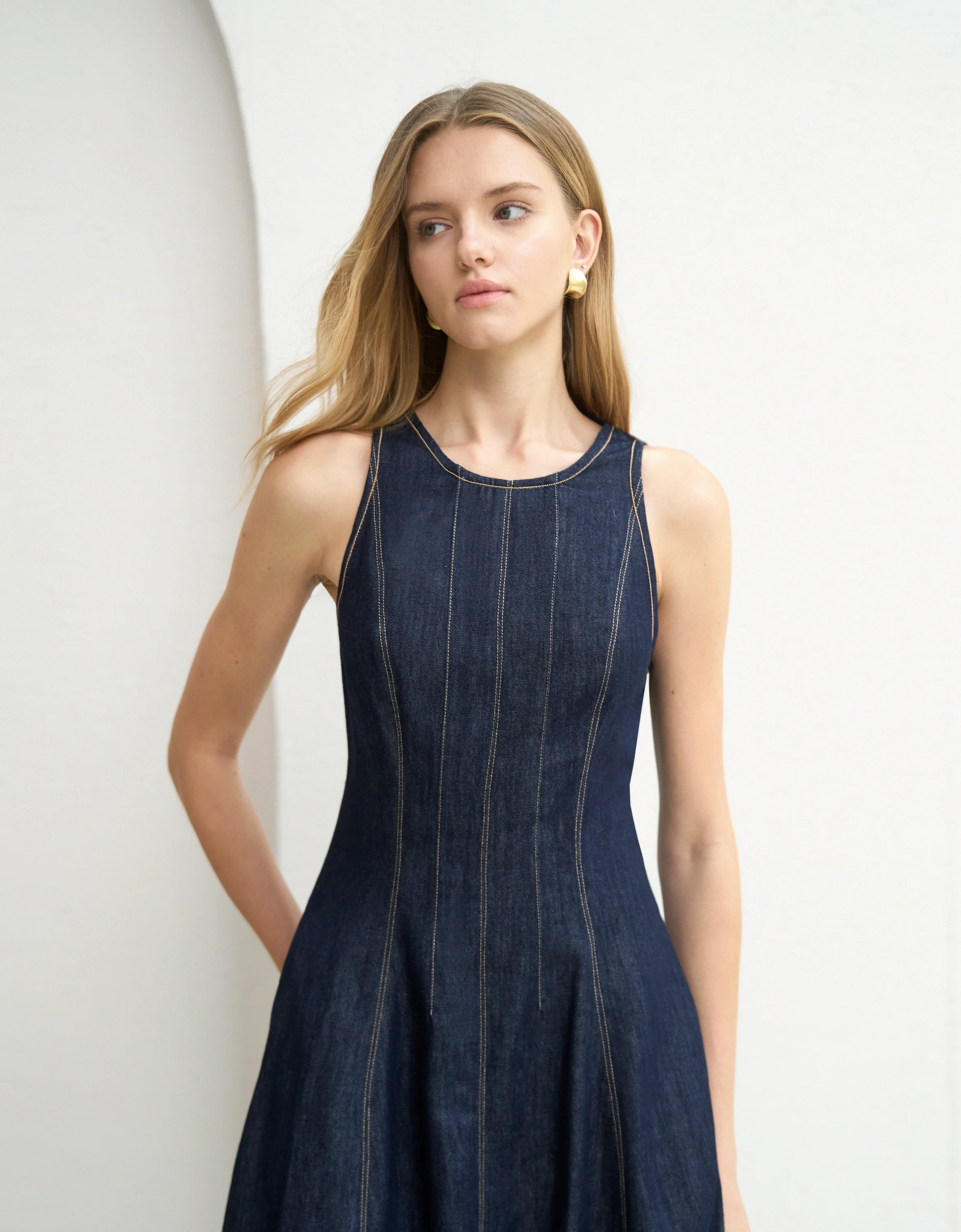Sleeveless Denim Maxi Dress - Image 4